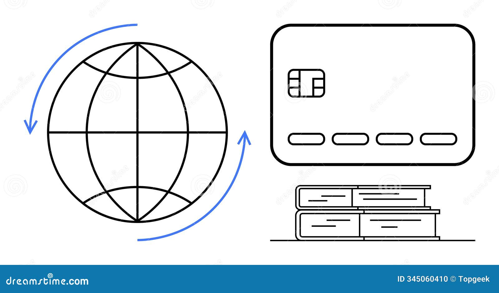 global education and e-learning concept with globe, credit card, and books