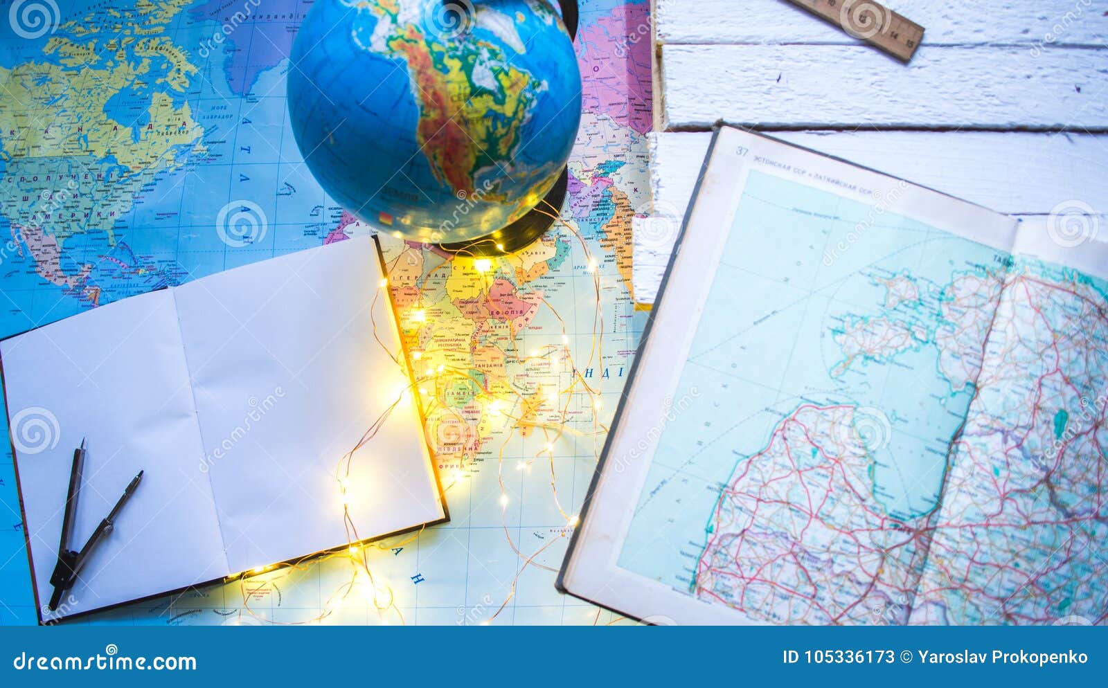 Globe On The Background Of The World Map. Stock Image - Image of