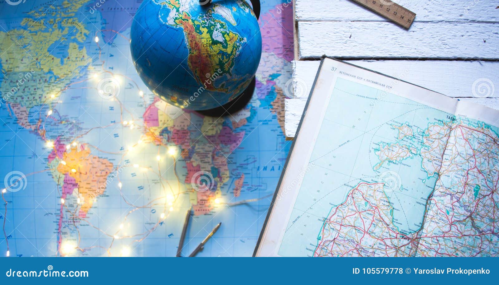Globe on the Background of the World Map. Stock Photo - Image of earth