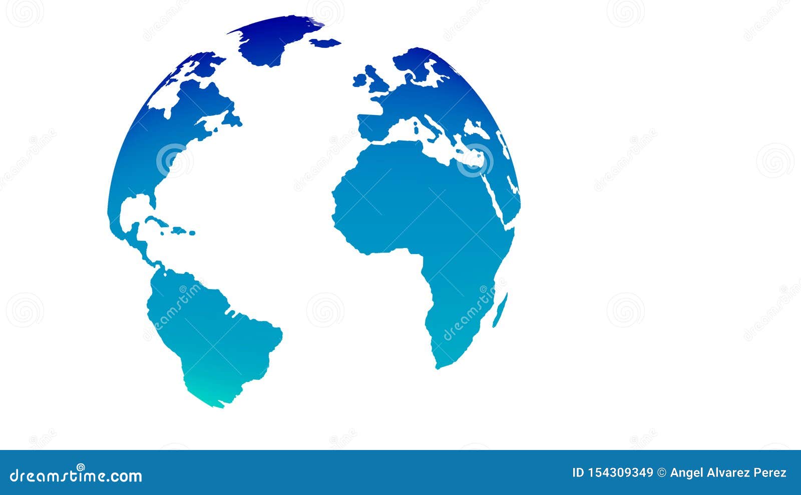 Vector 3d Globe Blue World Map On White Background Stock Illustration