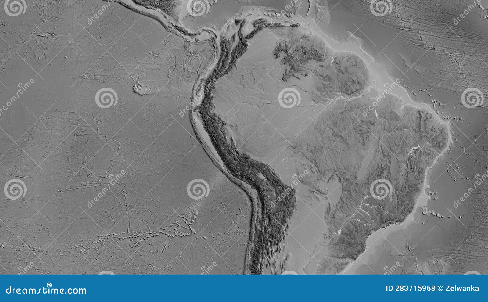 Globe Centered on Peru Neighborhood. Grayscale Map Stock Illustration