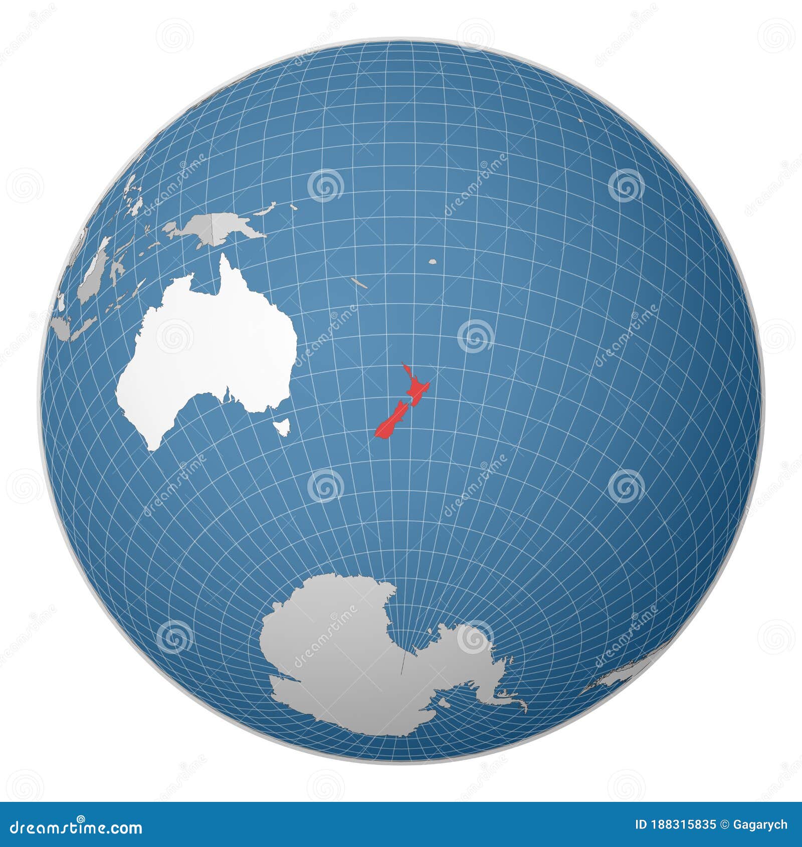 Globe Centered To New Zealand. Stock Vector Illustration of country, isolated 188315835