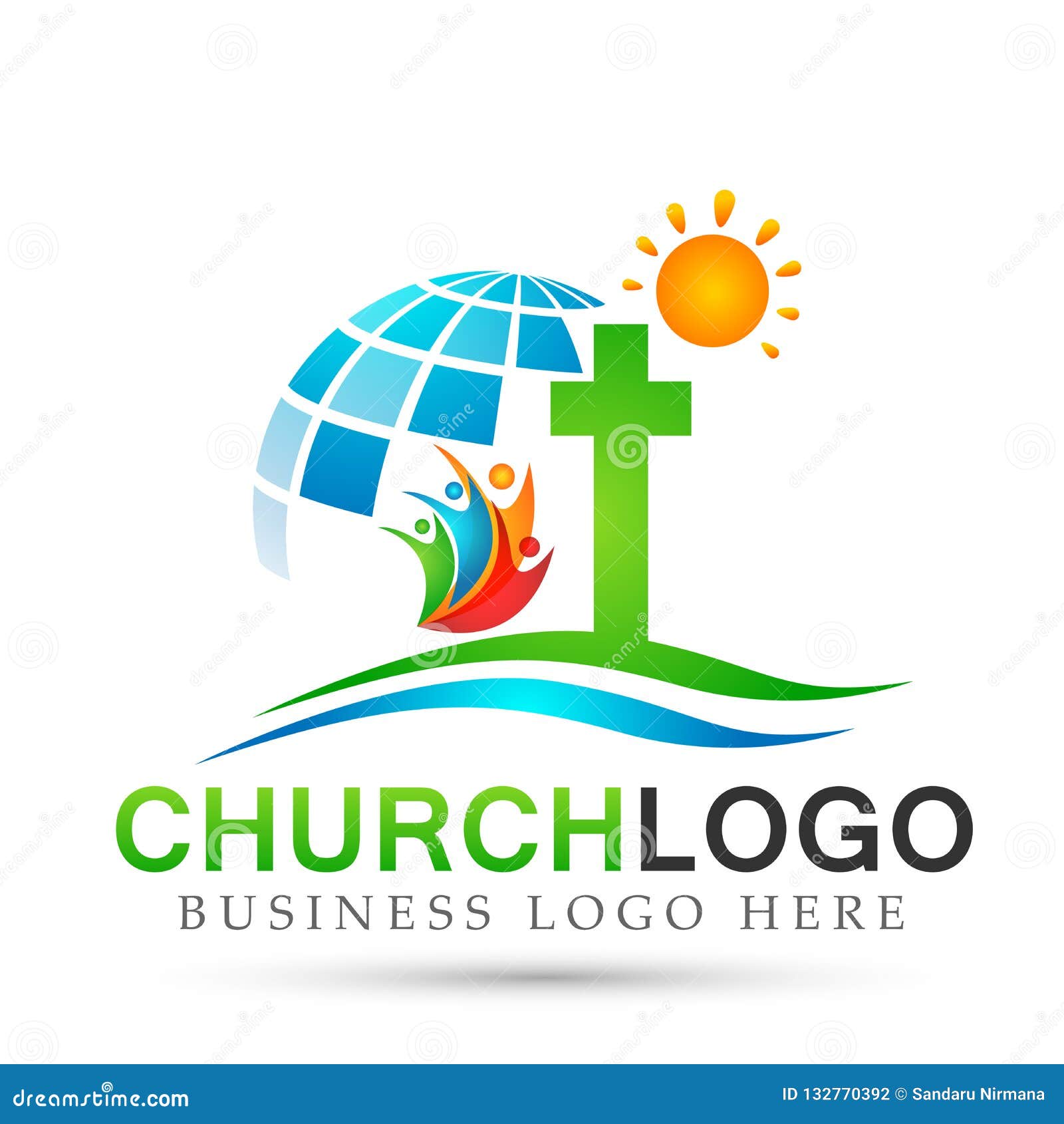 Globe Church Beach Union Care Love Logo Design Icon On White Background