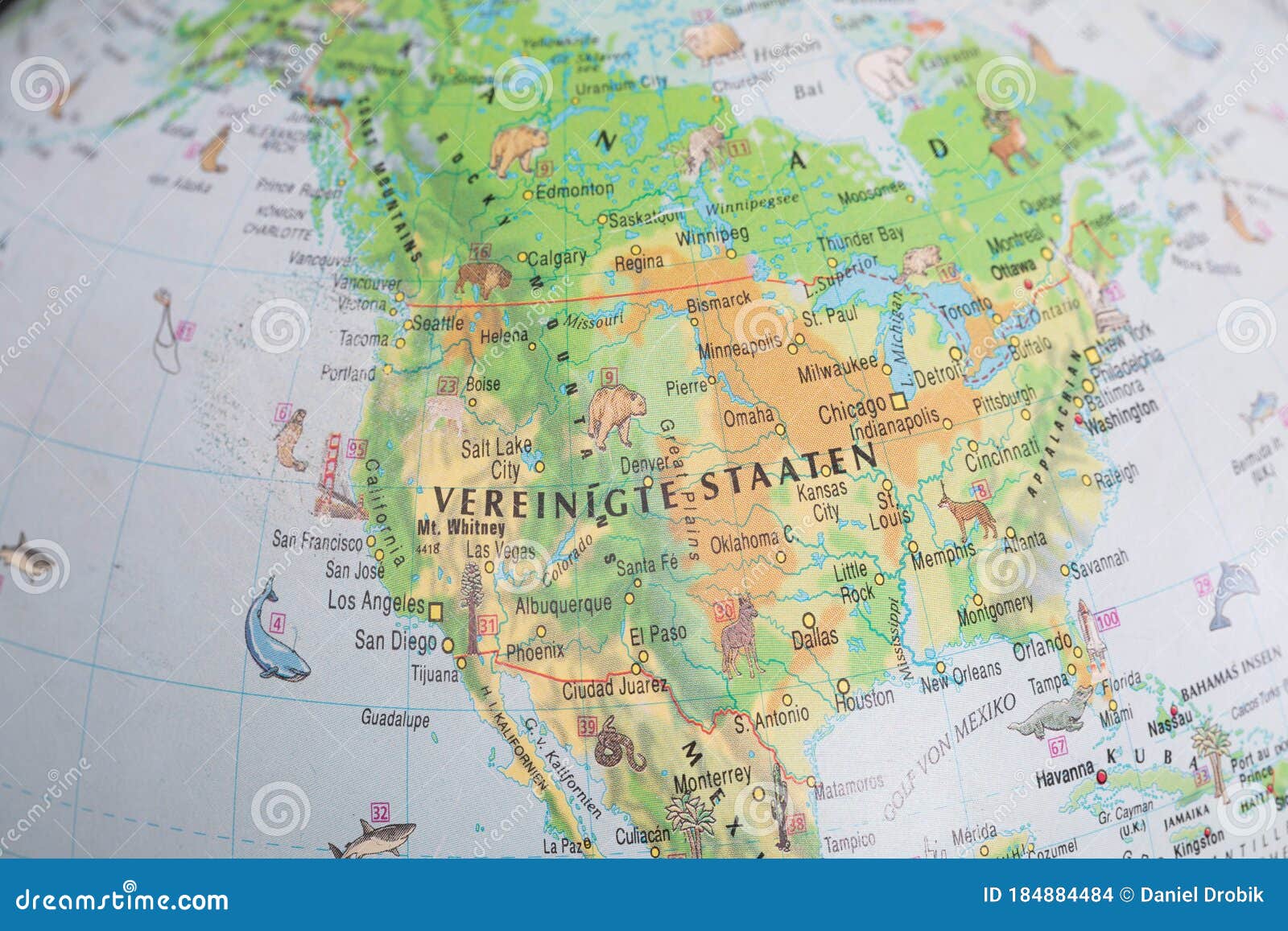 Globe Close Up. Map of Continents - North America. an Indispensable