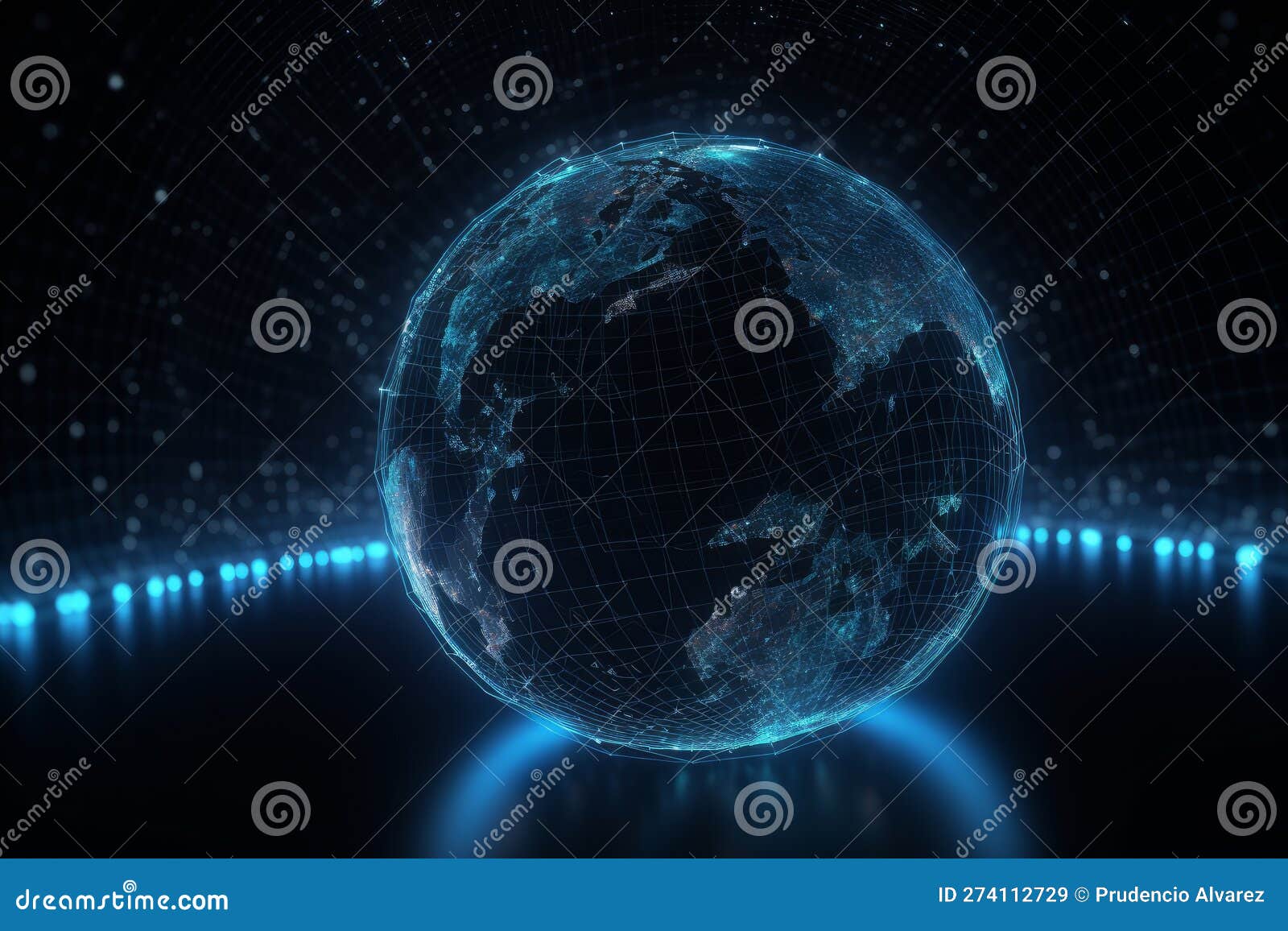 Globe with Communications Satellite Connections Stock Illustration