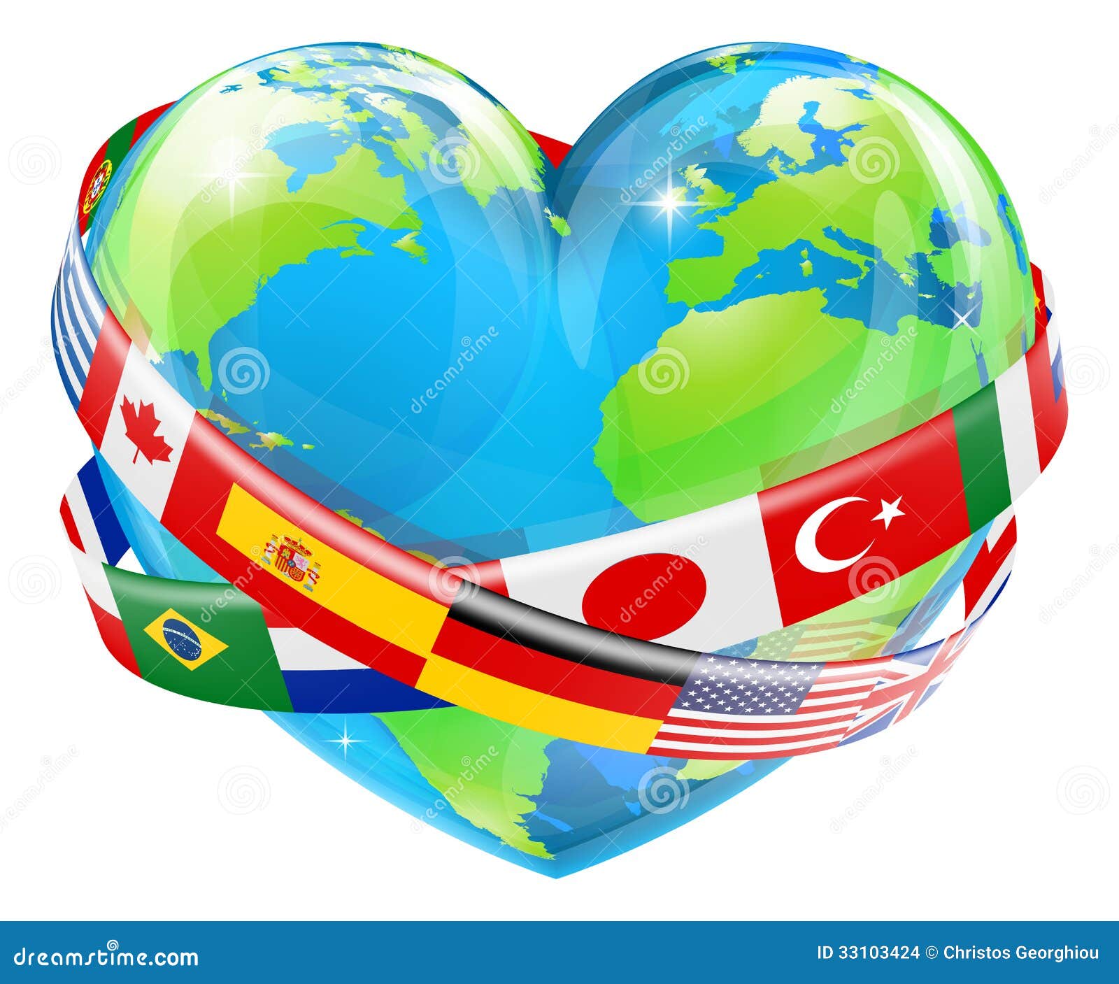 Globe De  Coeur  Avec Des Drapeaux Images stock Image 