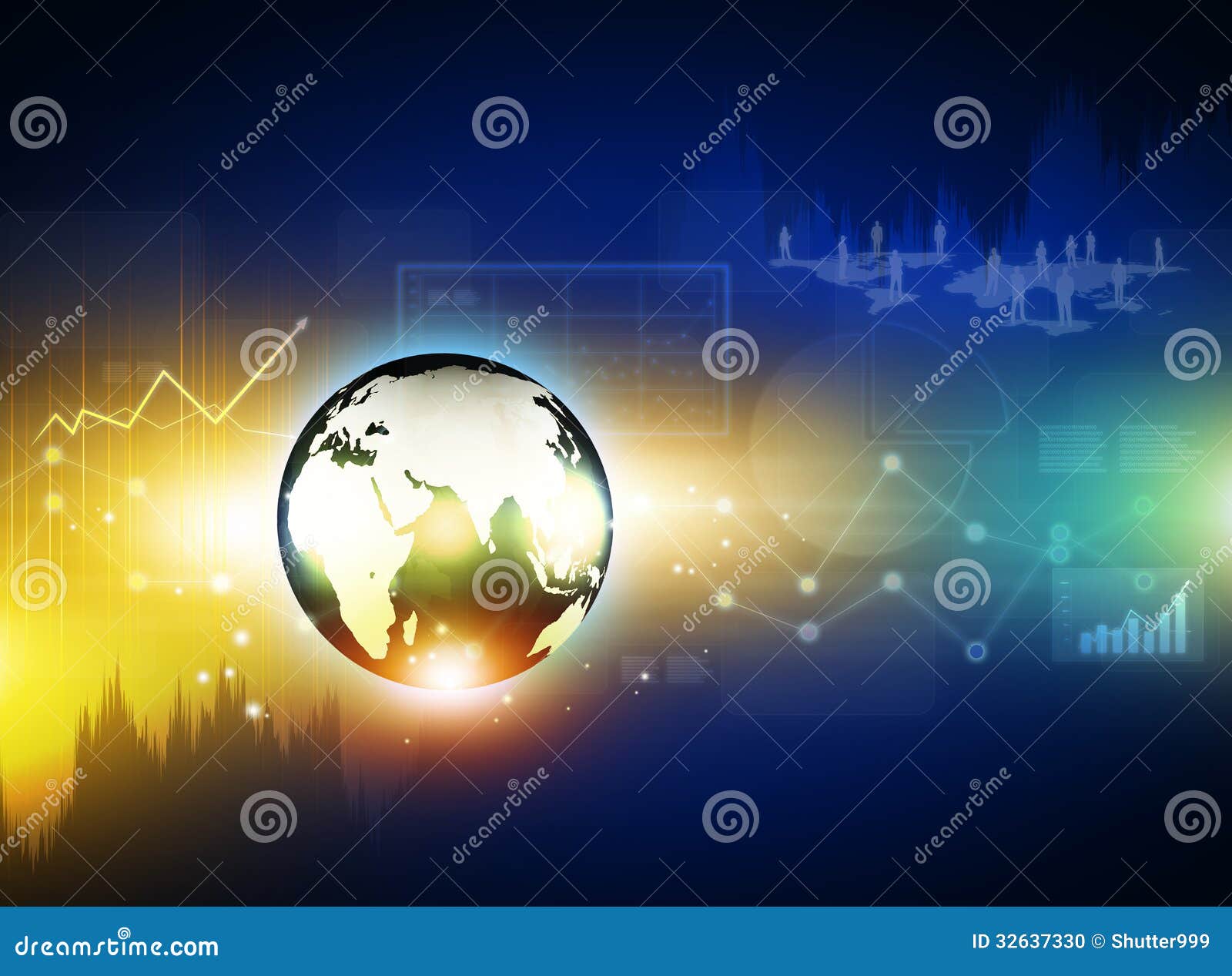 Globe on Digital Technology Background Stock Photo Image of button