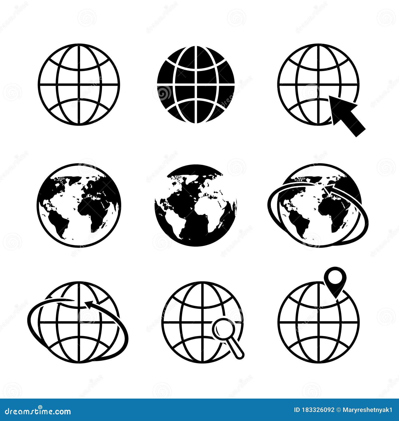 globe earth icons. world map icon. global communication simple logo. geography location in tourism travel . arrow around