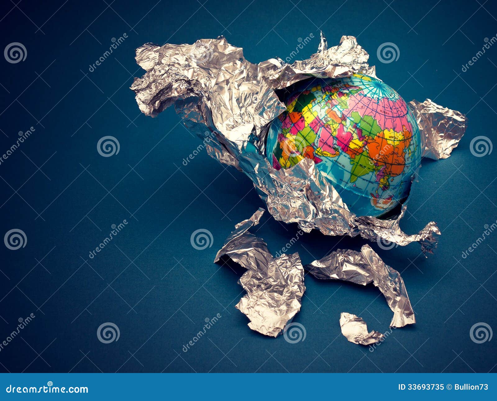 Globe in foil of aluminum. stock image. Image of aluminum 33693735