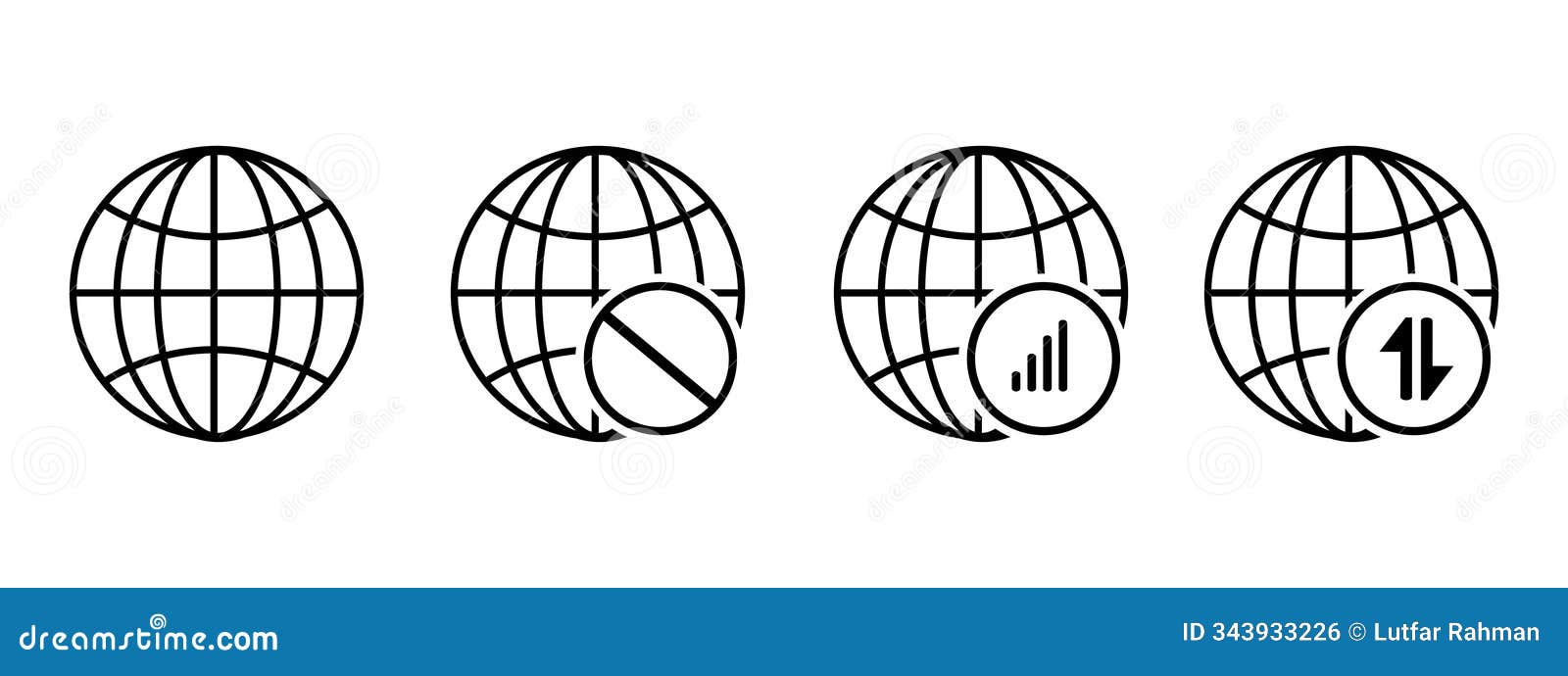 Globe Icon Set for an Internet Connection. Network Connection Status ...