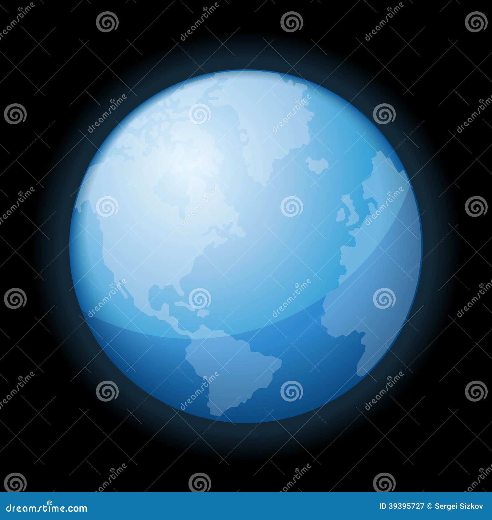 Globe Icon of the World on Black Background. Vector Stock Vector