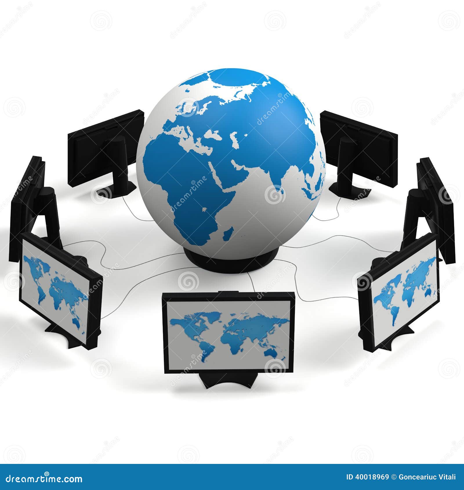 globe and monitors