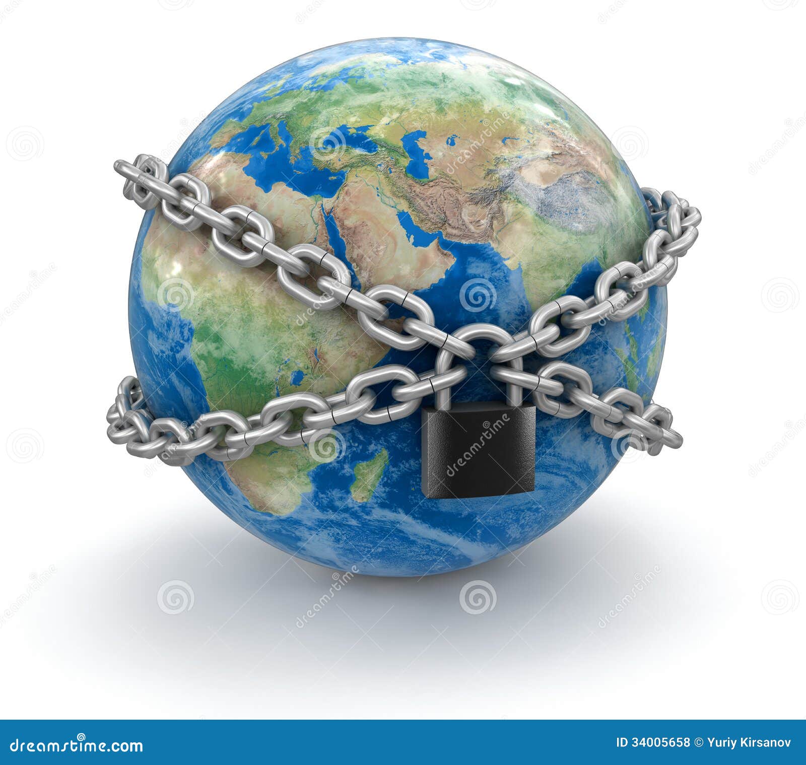 Globe And Lock (clipping Path Included) Royalty Free Stock Photos