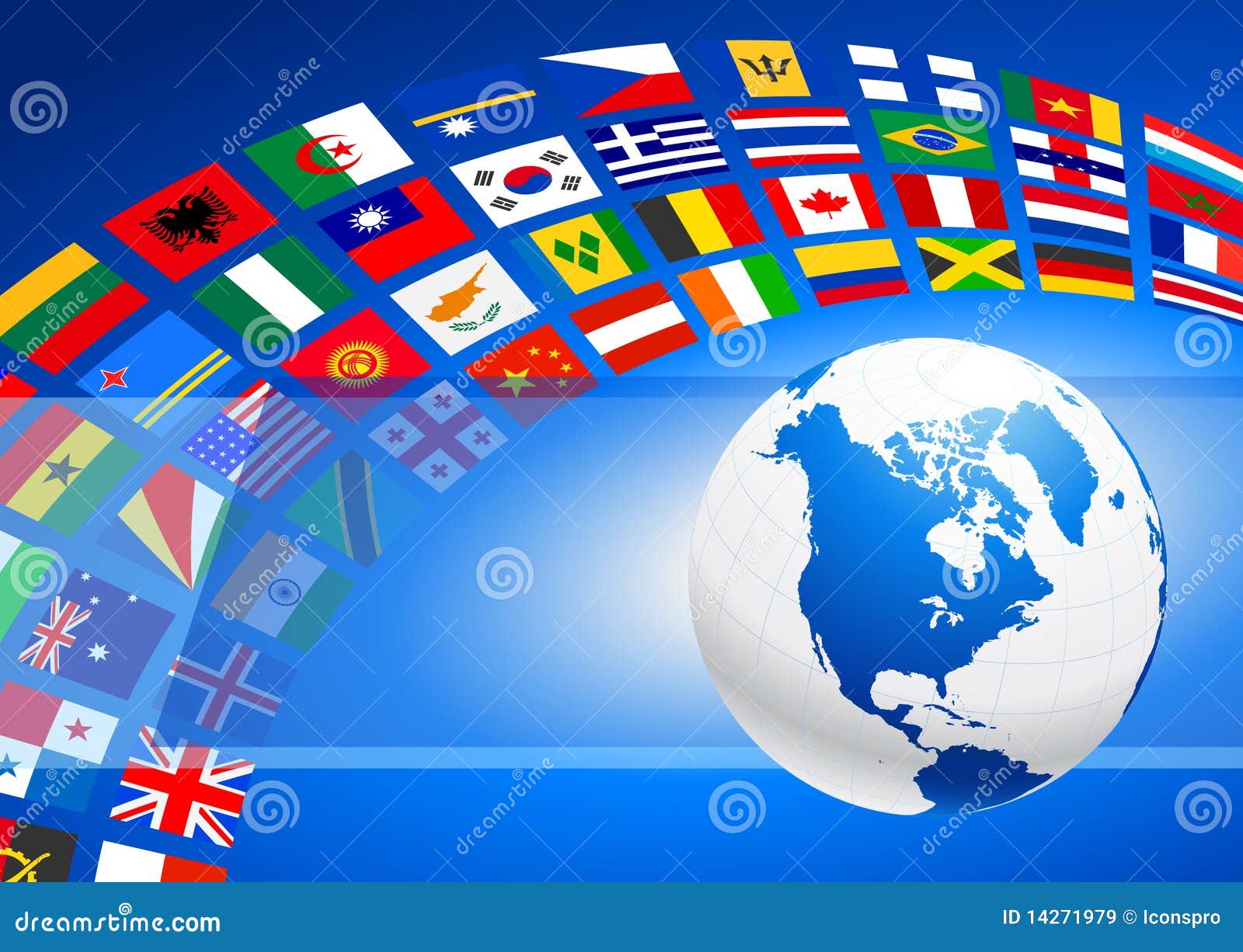 Globe With Many Flag Banner Royalty Free Stock Images - Image: 14271979