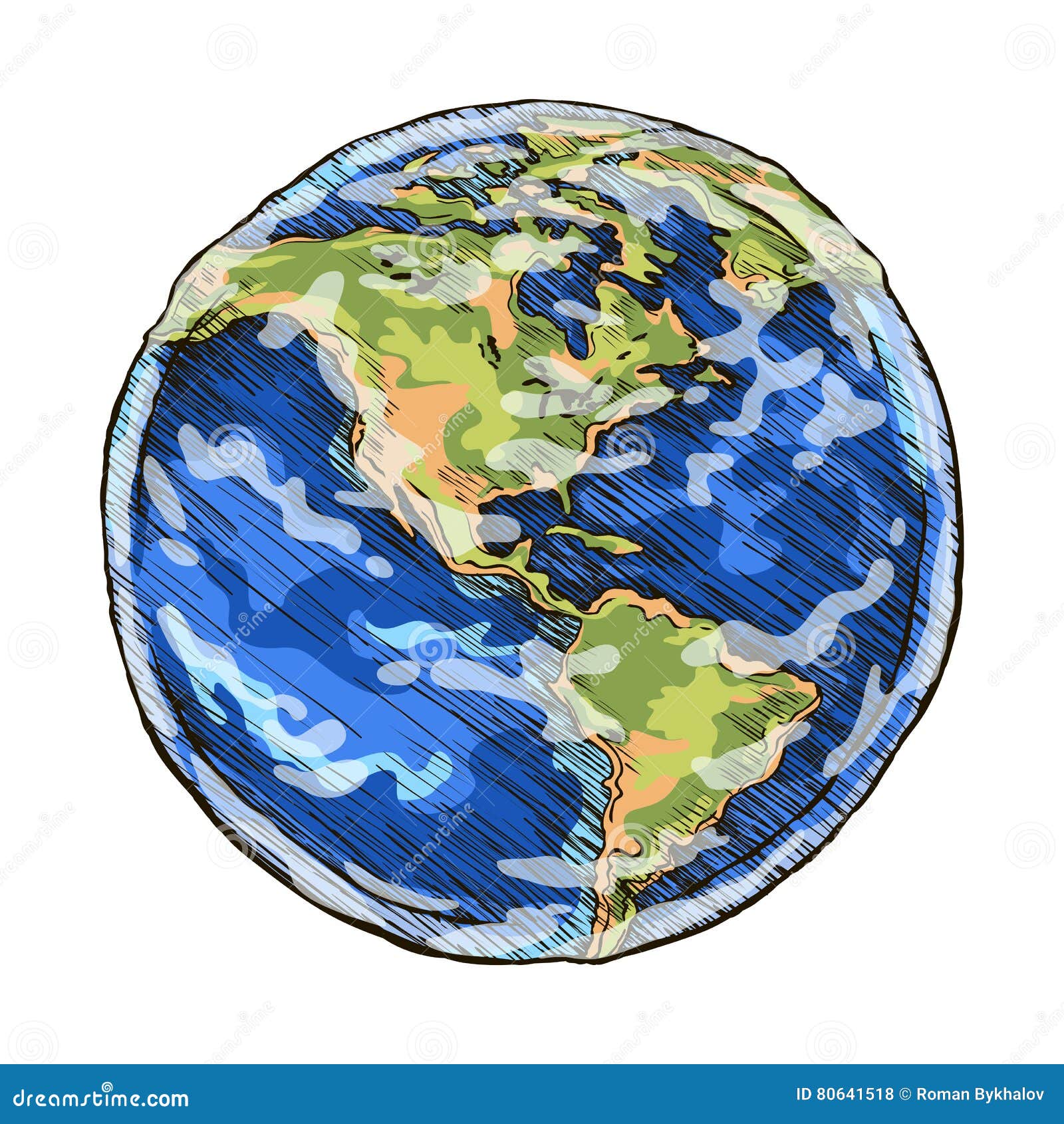  Globe Outline Colored Drawing Vector Illustration Of Sketchy Stock 