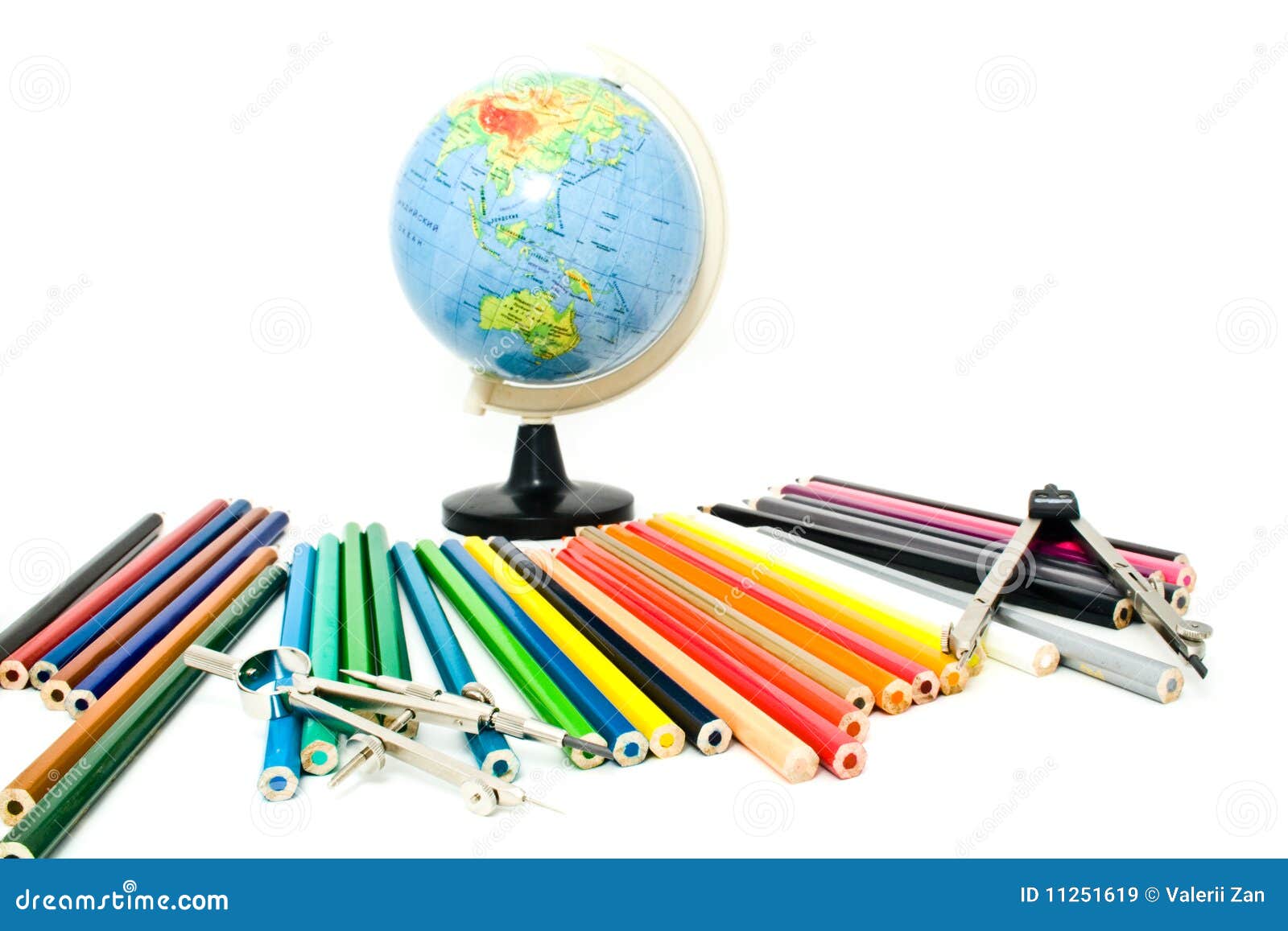Globe and pencils stock image. Image of artistic, drawing 11251619