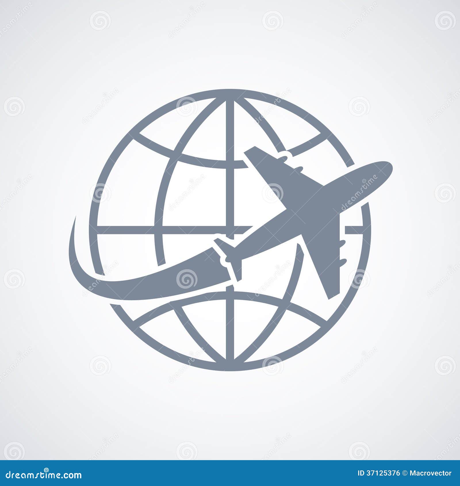 globe and plane travel icon