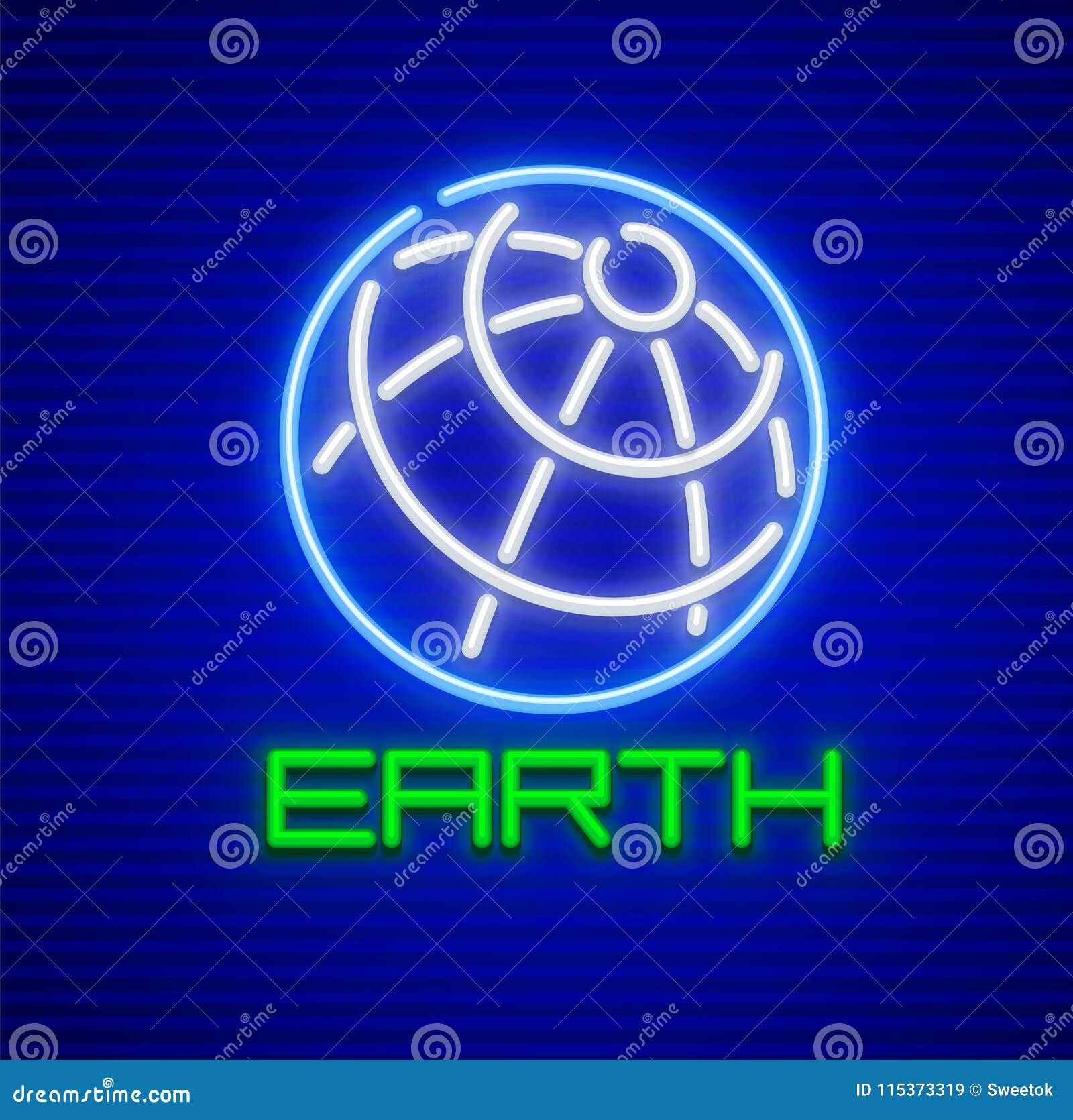 globe planet earth neon icon 