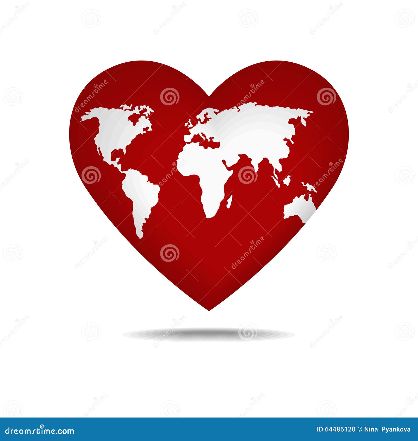 Globe in the Shape of a Love Heart. Stock Vector - Illustration of globe,  love: 64486120