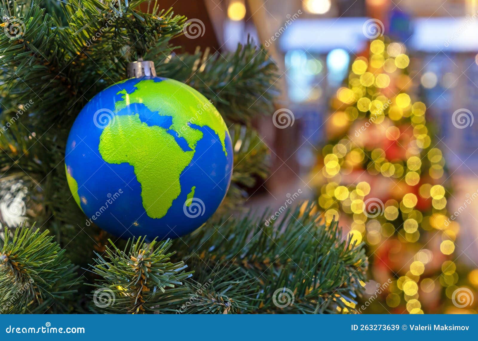 Globeshaped Christmas Ball with Countries and Continents on the