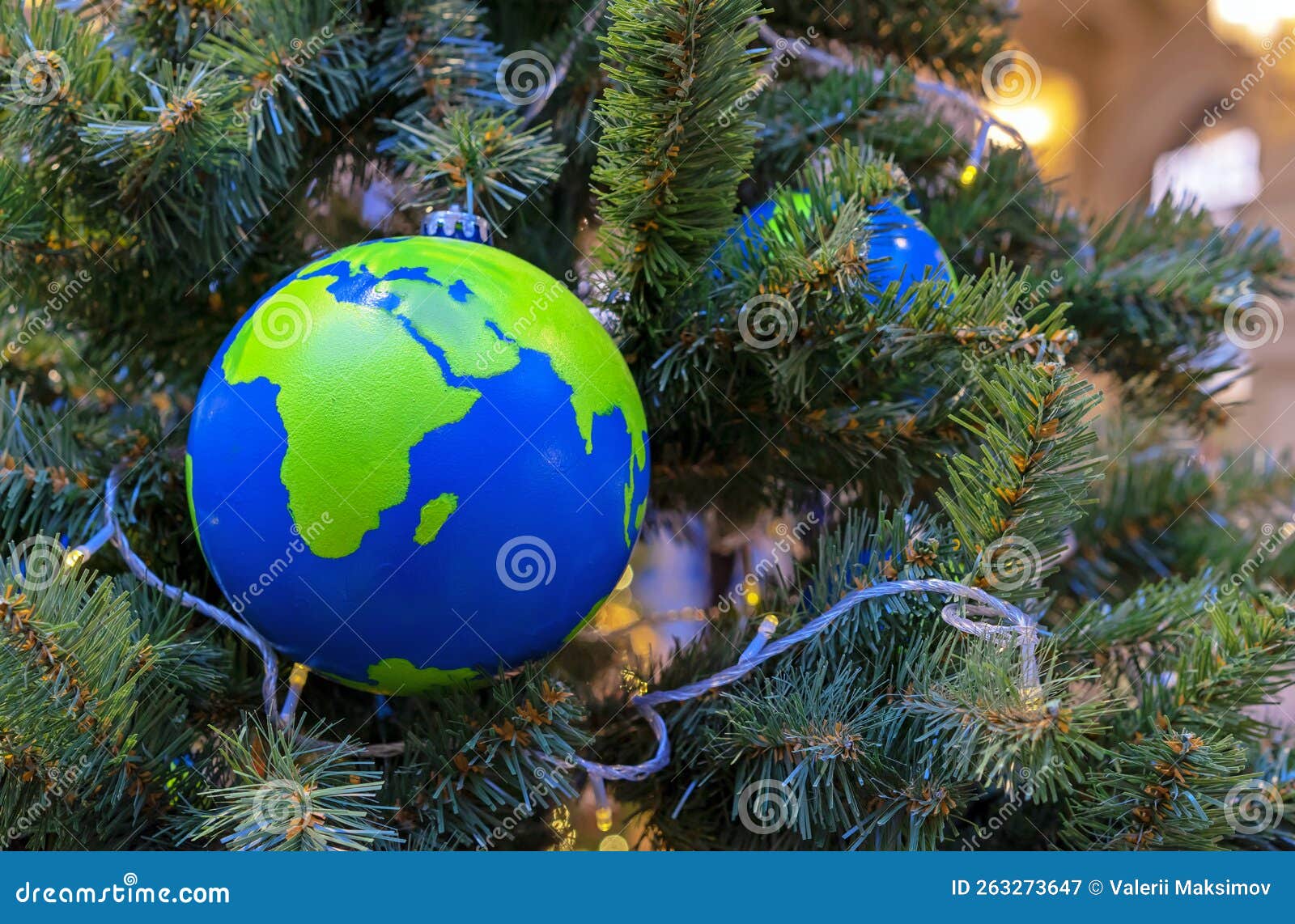 Globeshaped Christmas Ball with Countries and Continents on the