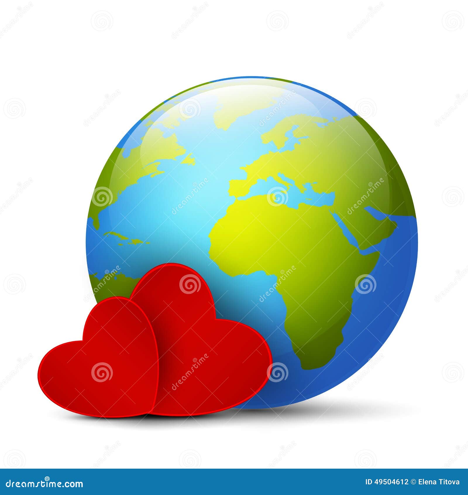 Globe on Valentine s Day stock vector. Illustration of continent - 49504612