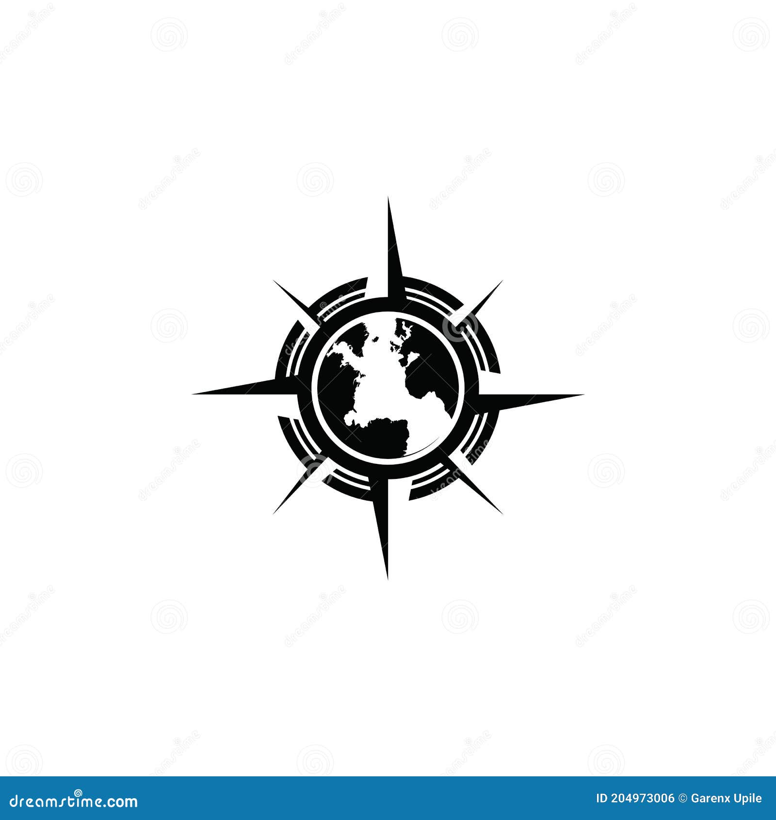 Globe World Compass North East West South Logo Vector Image Stock