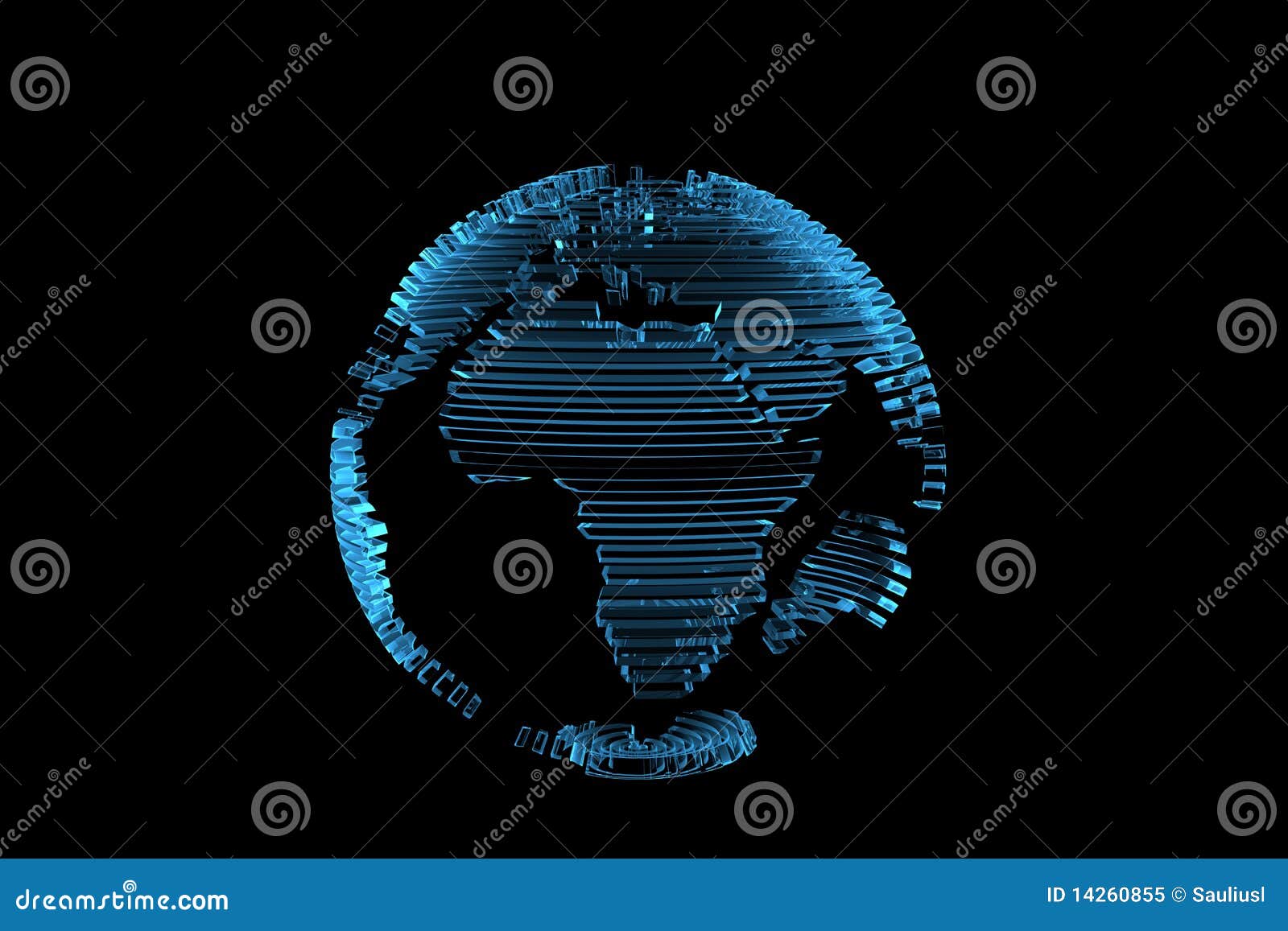 globe world map 3d rendered xray blue