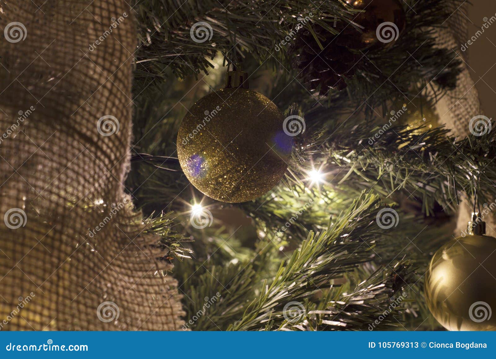 Globes and Christmas tree stock image. Image of merry 105769313