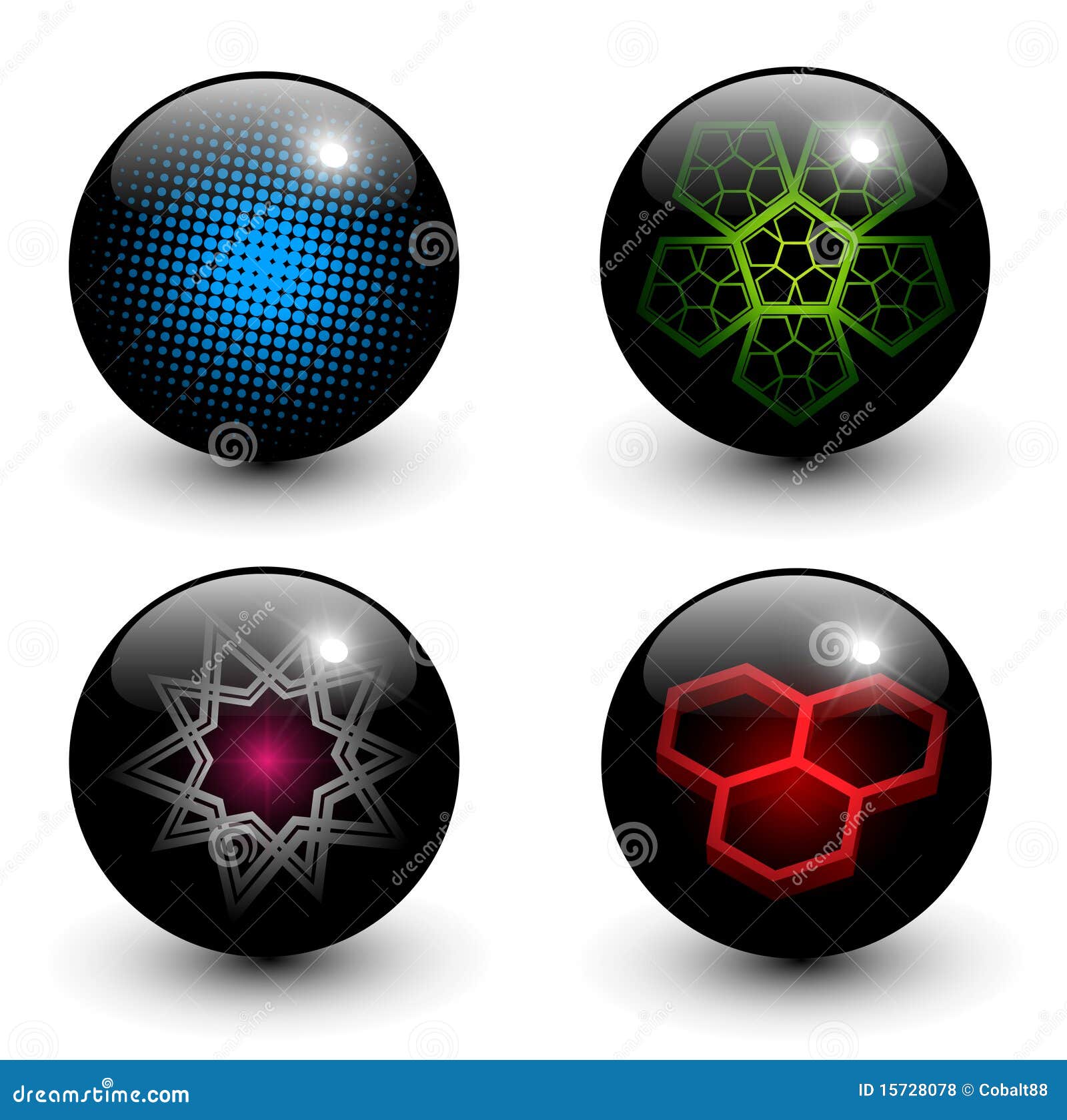 Globi lucidi astratti con differenti reticoli interni