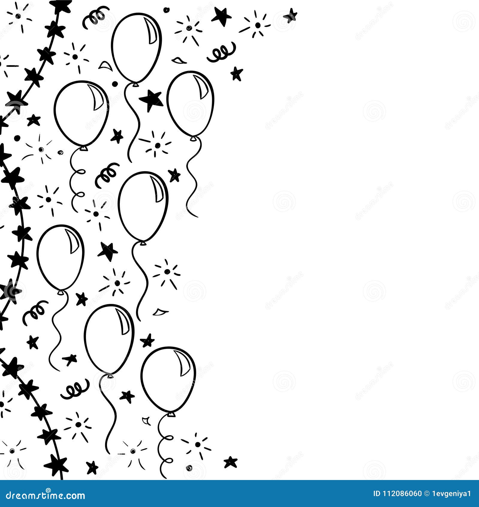 Globo Blanco Y Negro Dibujado Mano Del Garabato Diseñe La Tarjeta De  Felicitación Del Día De Fiesta Y La Invitación De La Boda, D Ilustración  del Vector - Ilustración de negro, drenaje: