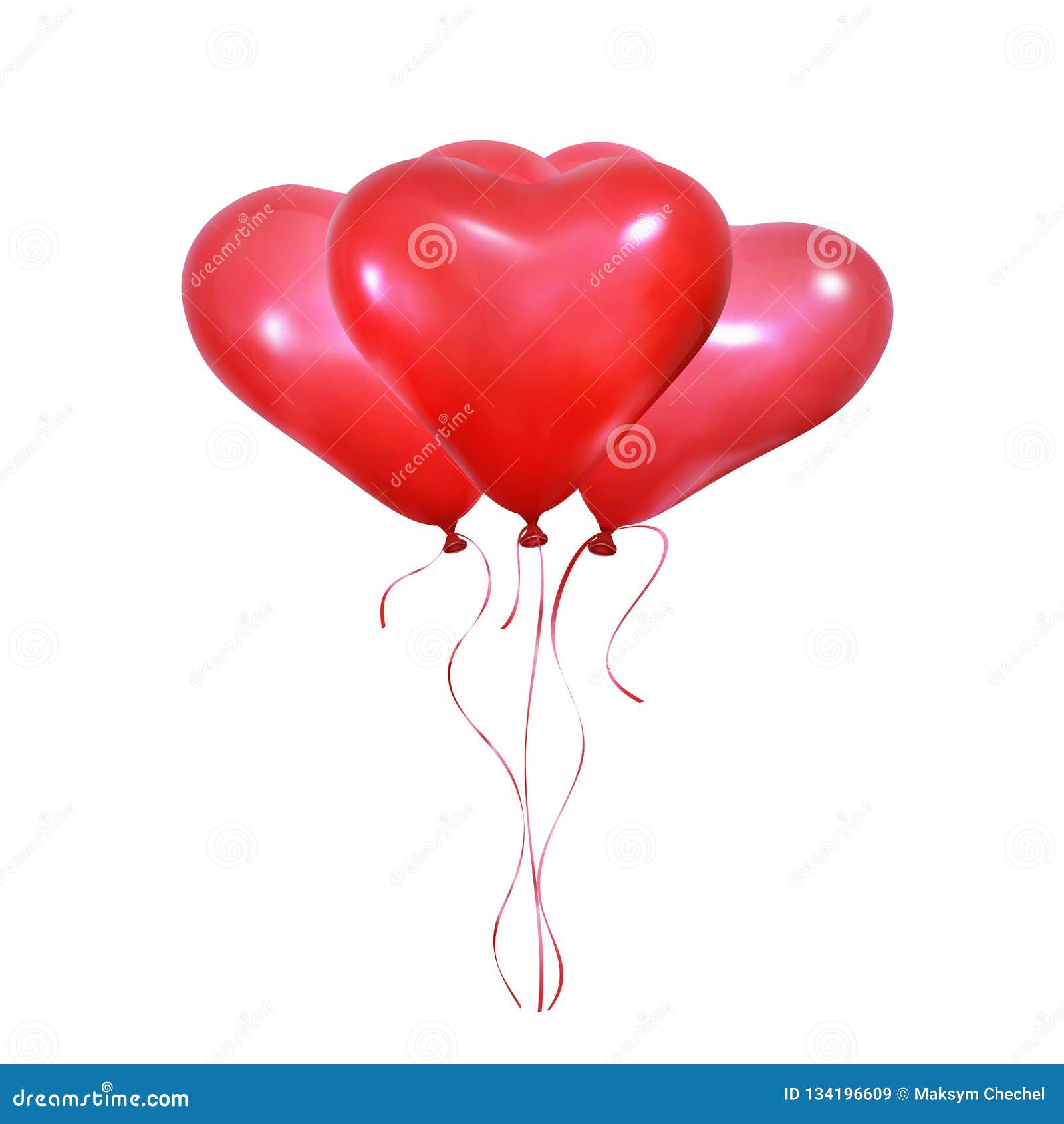 Globos Del Corazón Del Día De Tarjeta Del Día De San Valentín Fije De Los  Globos Realistas Del Helio De La Forma Y De Las Cintas Ilustración del  Vector - Ilustración de