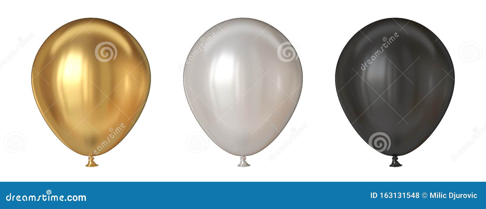 Globos dorados y negros aislados en blanco