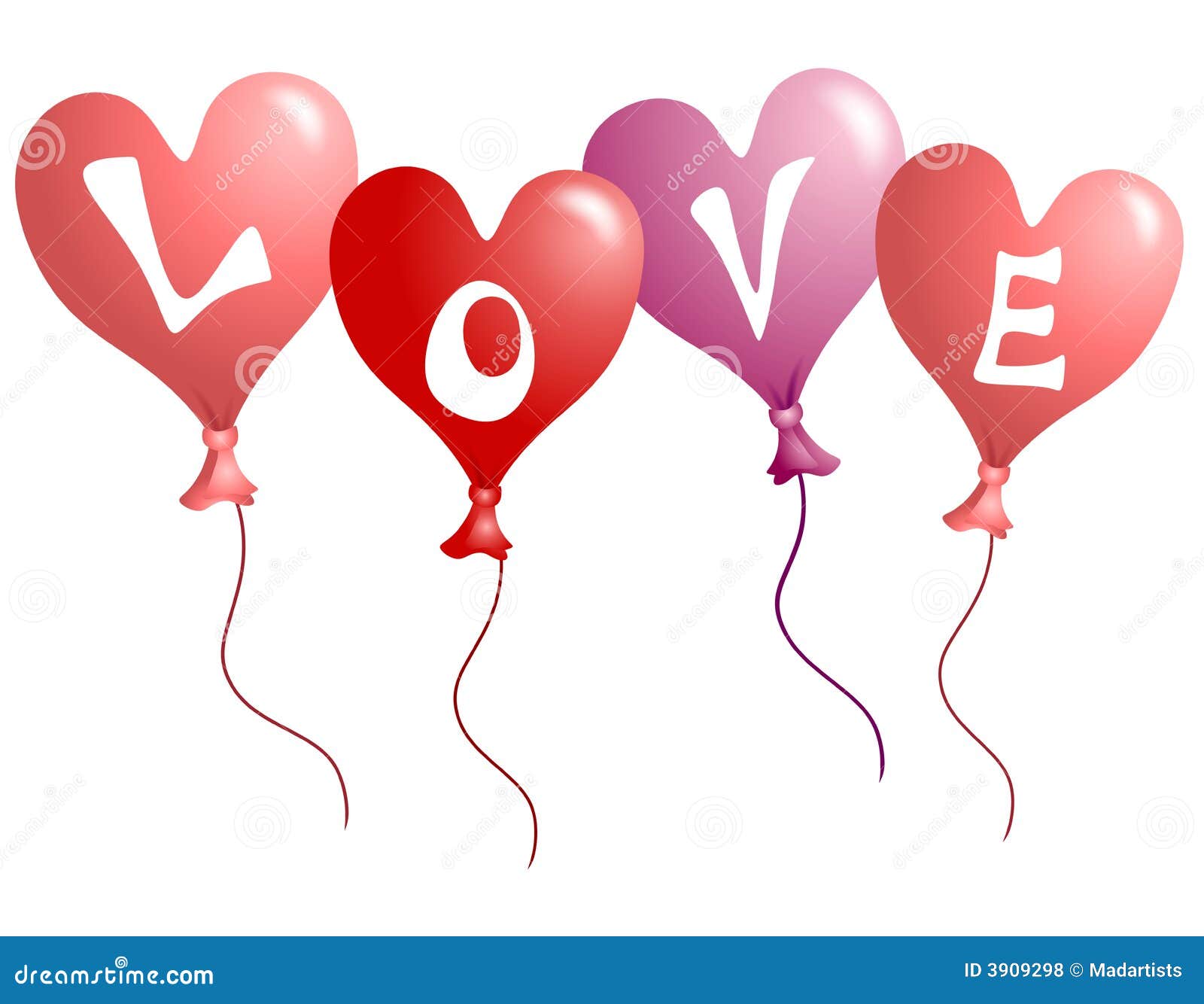 Globos En Forma De Corazón Del Amor Del Día De Tarjeta Del Día De San  Valentín Stock de ilustración - Ilustración de valentinas, fila: 3909298