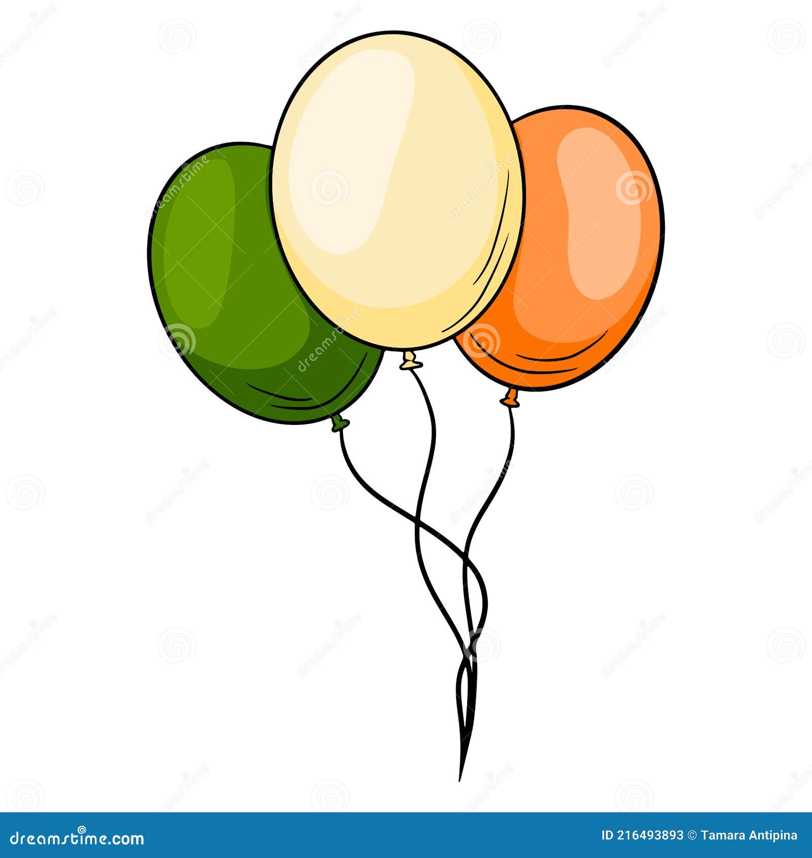 Globos En Los Colores De Irlanda. Tres Globos. Estilo De Dibujos Animados.  Ilustración del Vector - Ilustración de icono, mosca: 216493893