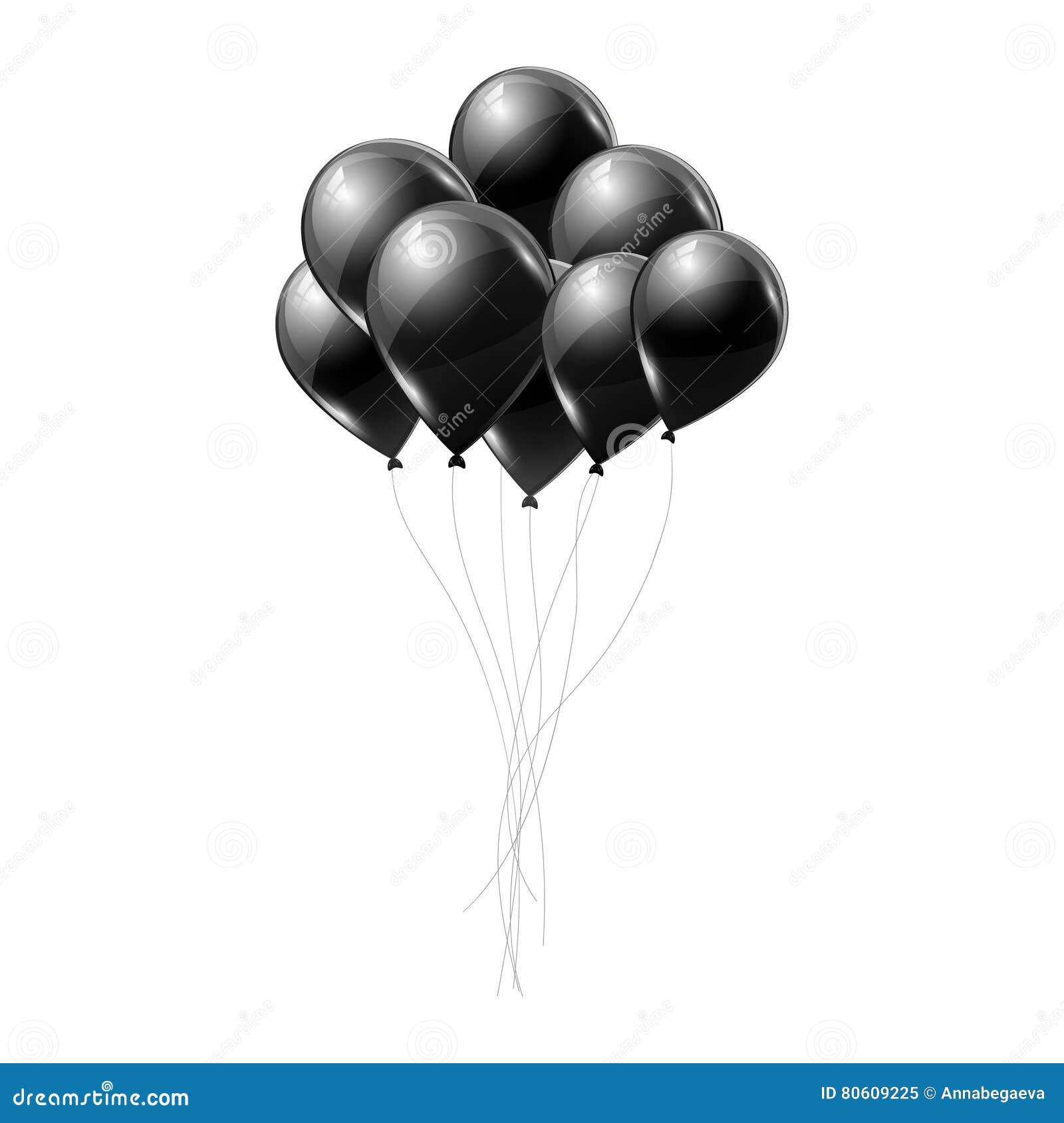 Globos Negros Aislados Sobre Fondo Blanco. Globos De Negro Vector