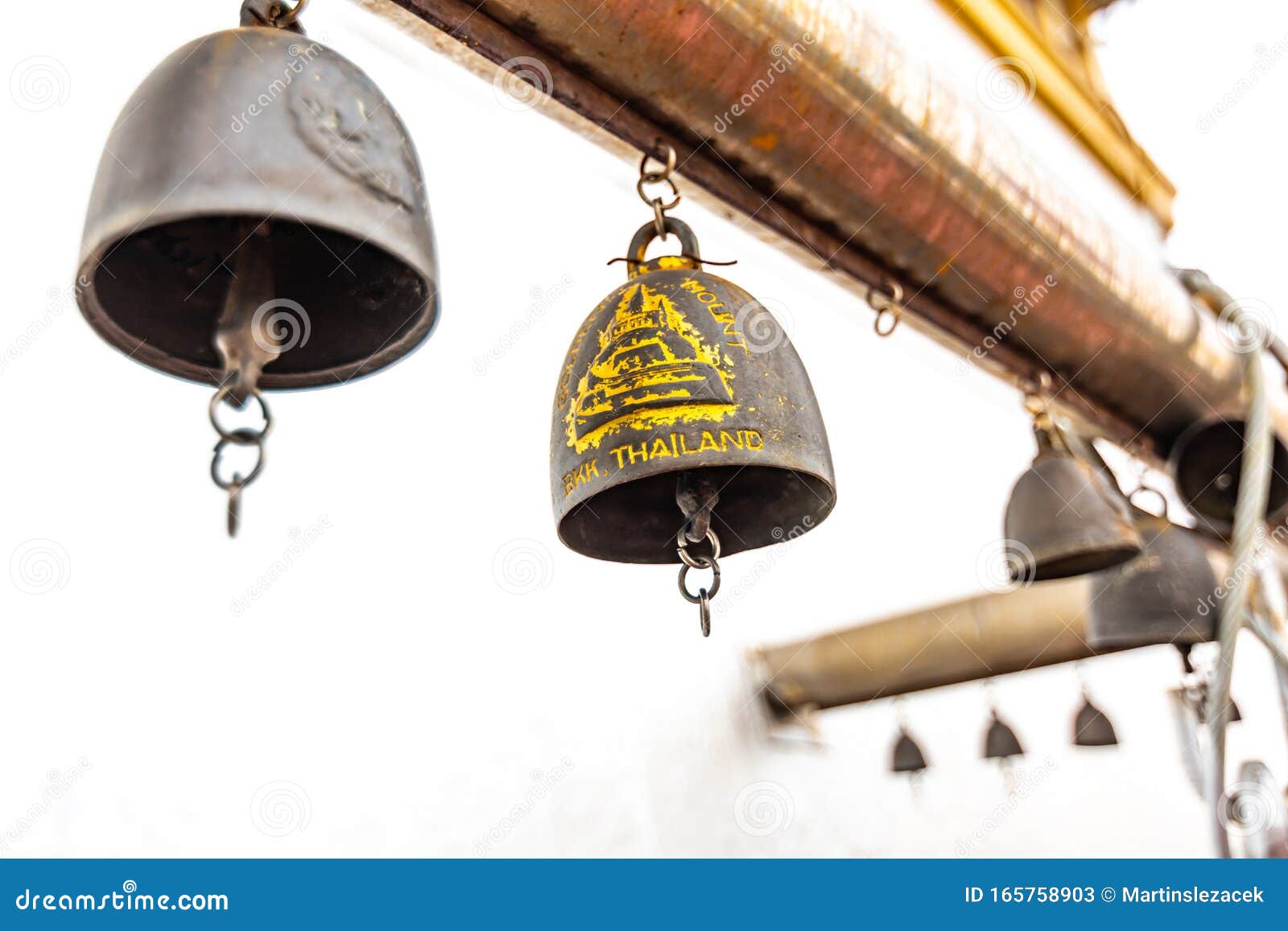 Glocken Auf Der Oberseite Des Wat Saket Tempel Golden ...
