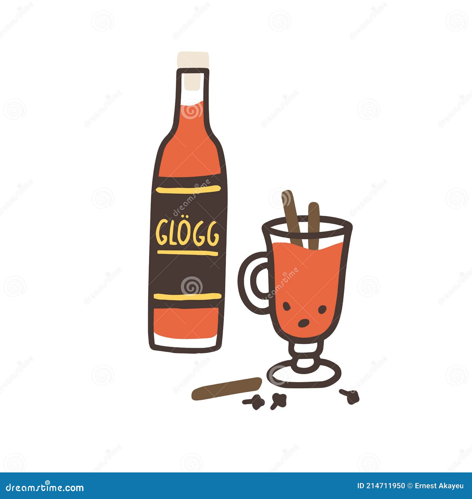 glogg or nordic traditional alcoholic drink from wine and winter spices. bottle and glass of swedish beverage. colored
