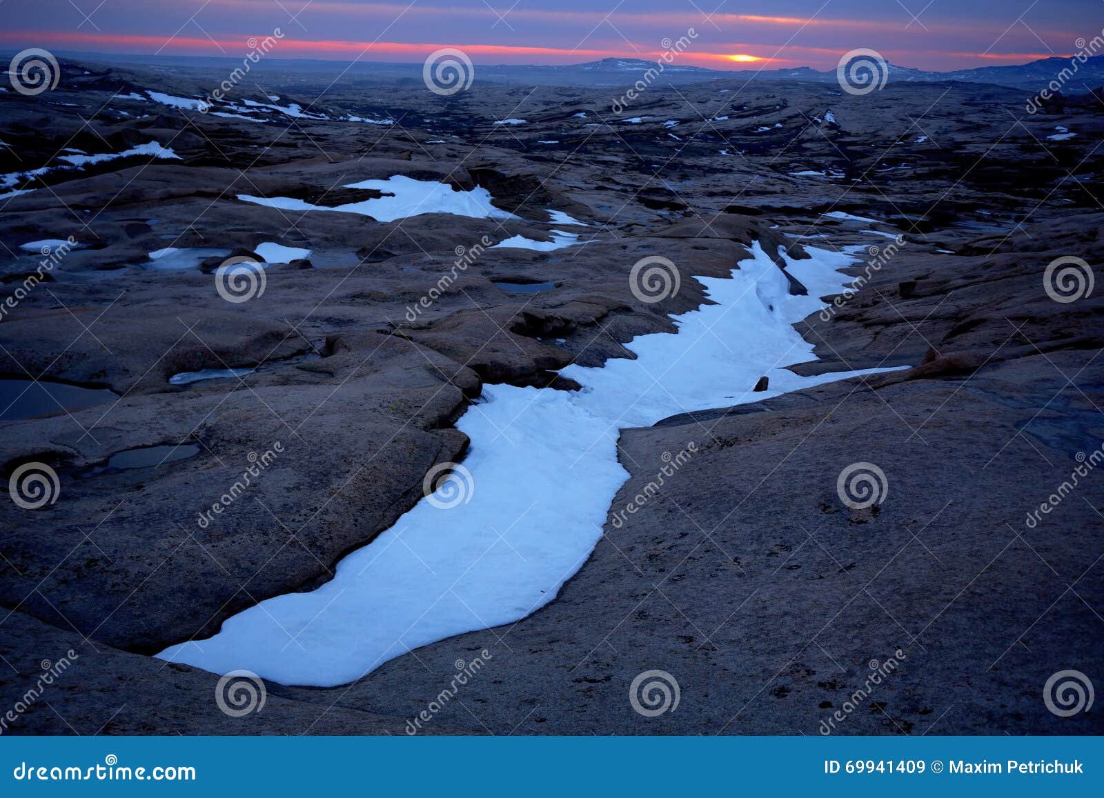 gloomy sunset in desert mountains