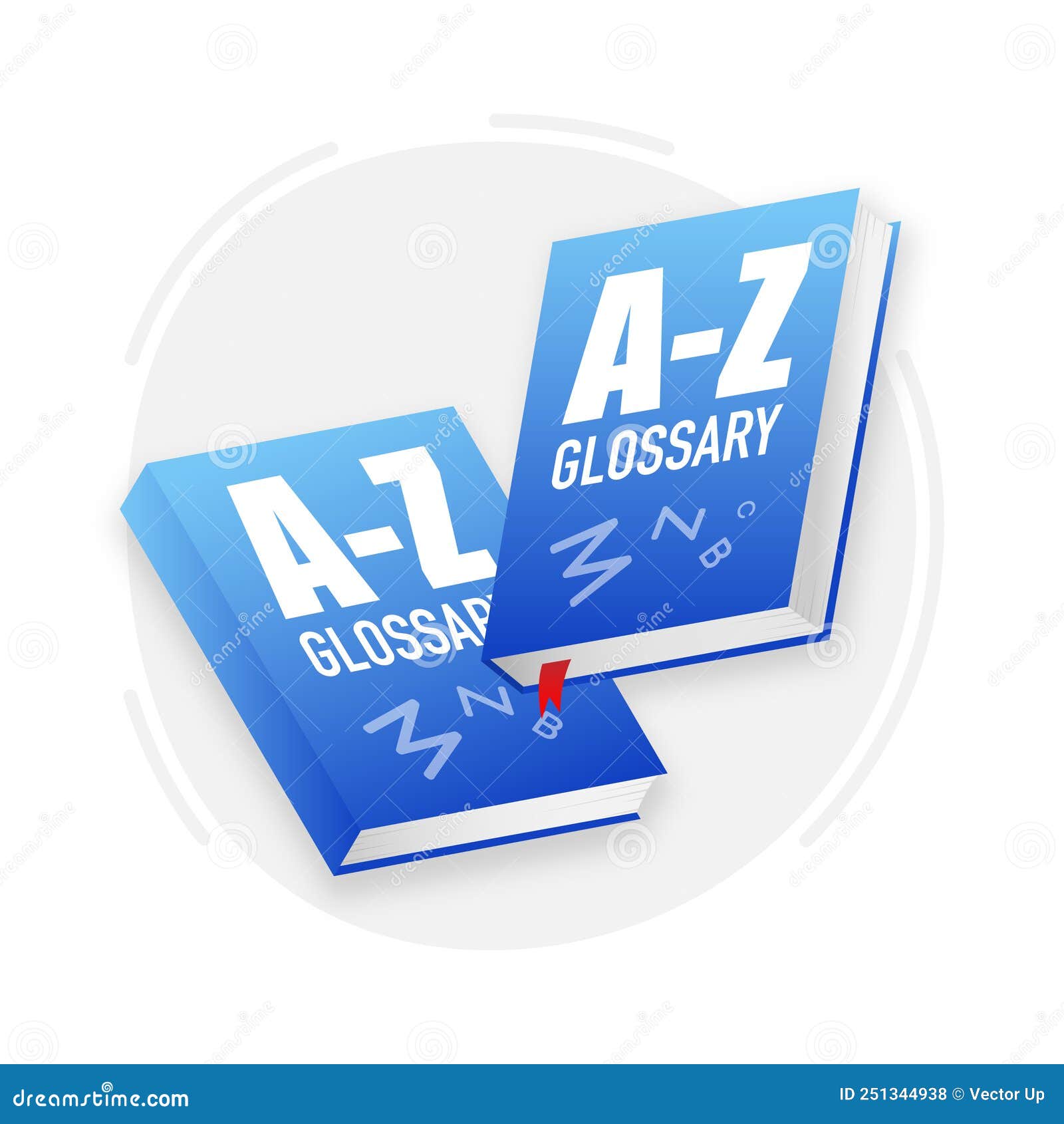 Glossary Books Icon. Textbook with Bookmark. Diary or Notebook. Vector Illustration. Stock