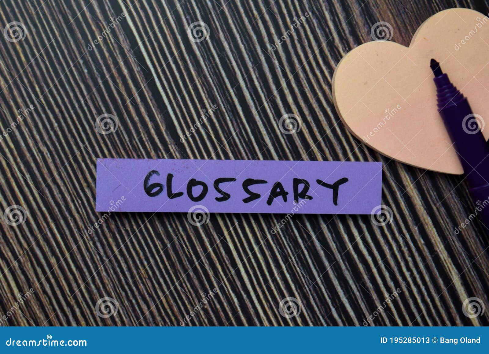 glossary write on sticky notes  on office desk