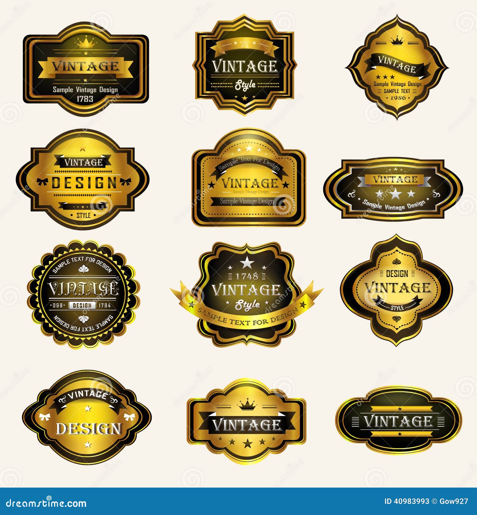 glossy black gold vintage