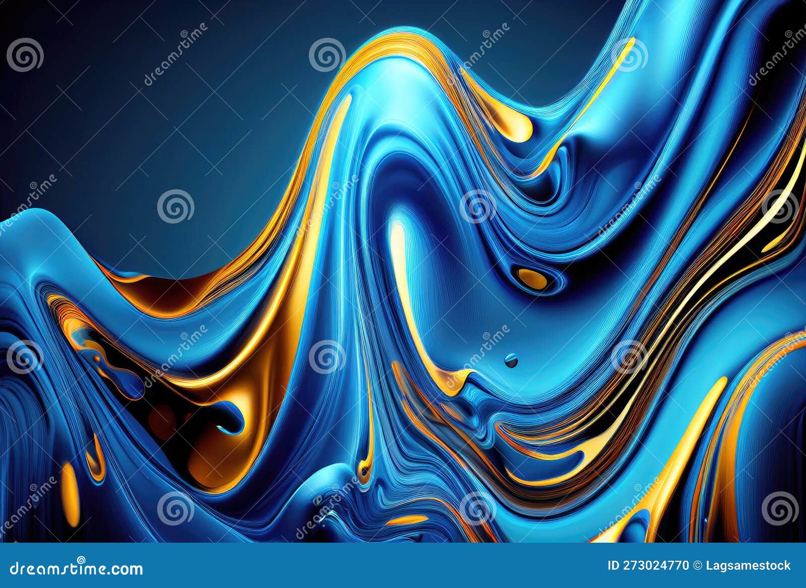 Glossy Blue Abstract Liquid Background. Creative Art and Wallpaper Concept Stock Illustration
