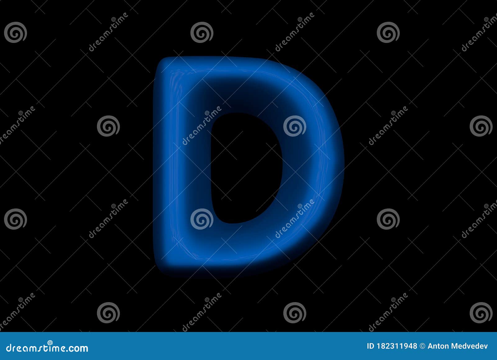 Glossy Blue Soft Plastic Alphabet - Letter D Isolated on Black ...