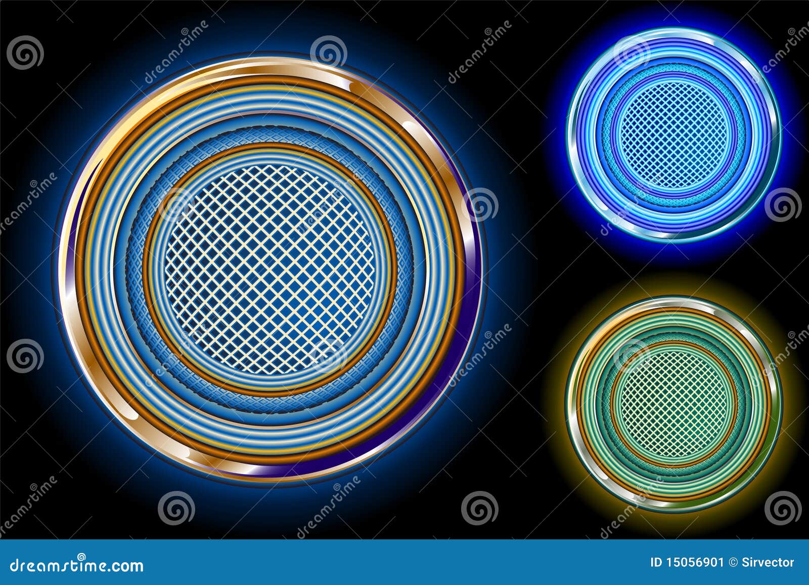 Glossy Bright Chrome Circle in Colors Stock Vector Illustration of