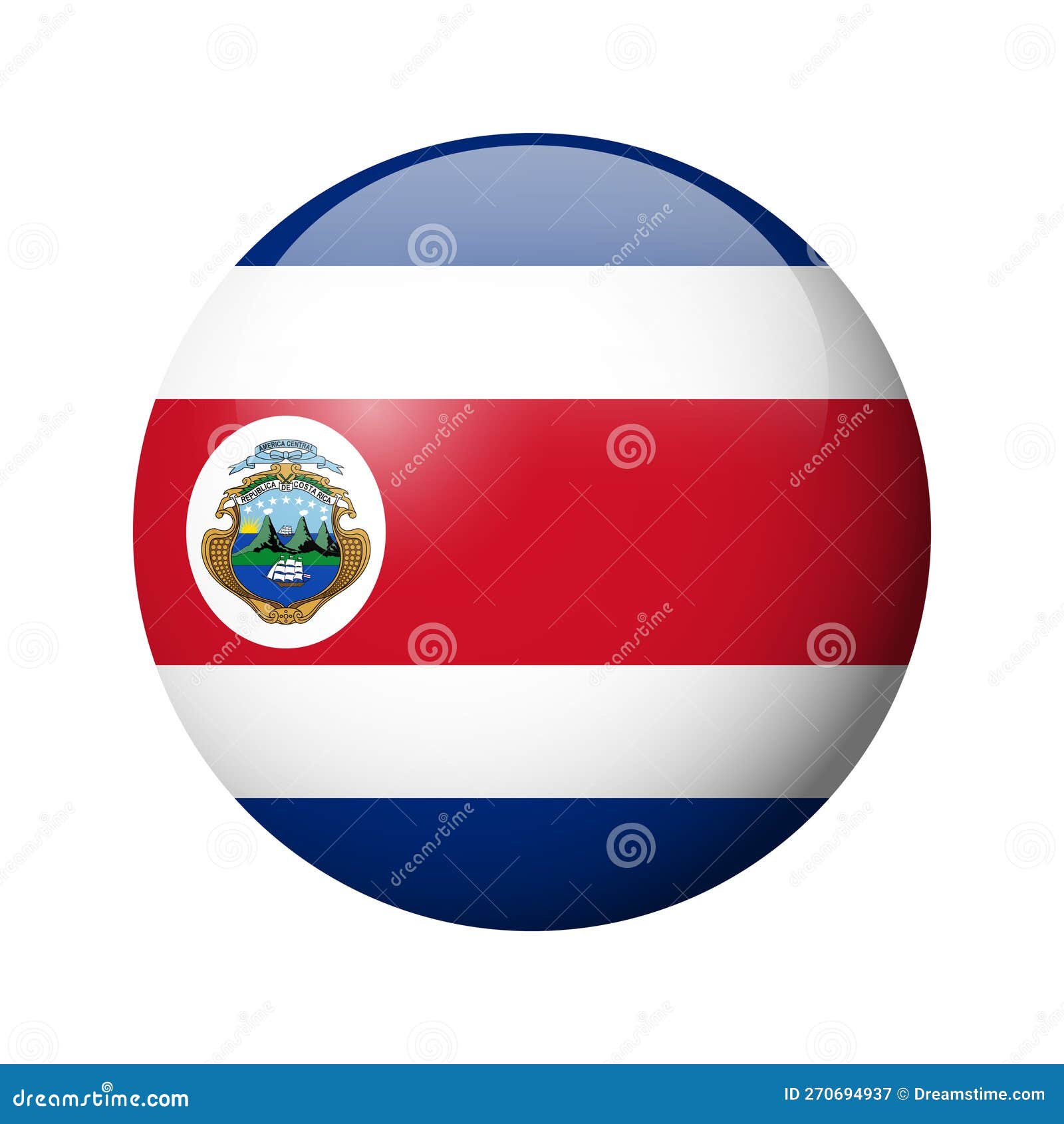 Glossy Circle Badge Flag of Costa Rica Stock Vector Illustration of