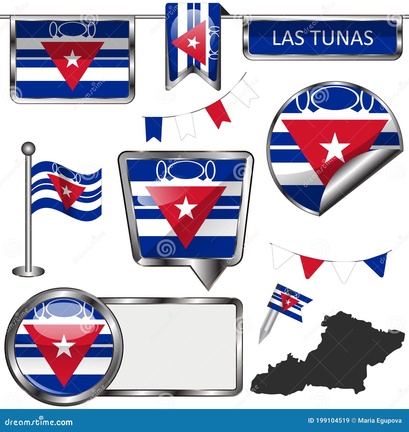 Glossy Flags of Las Tunas, Cuba Stock Vector Illustration of tunas
