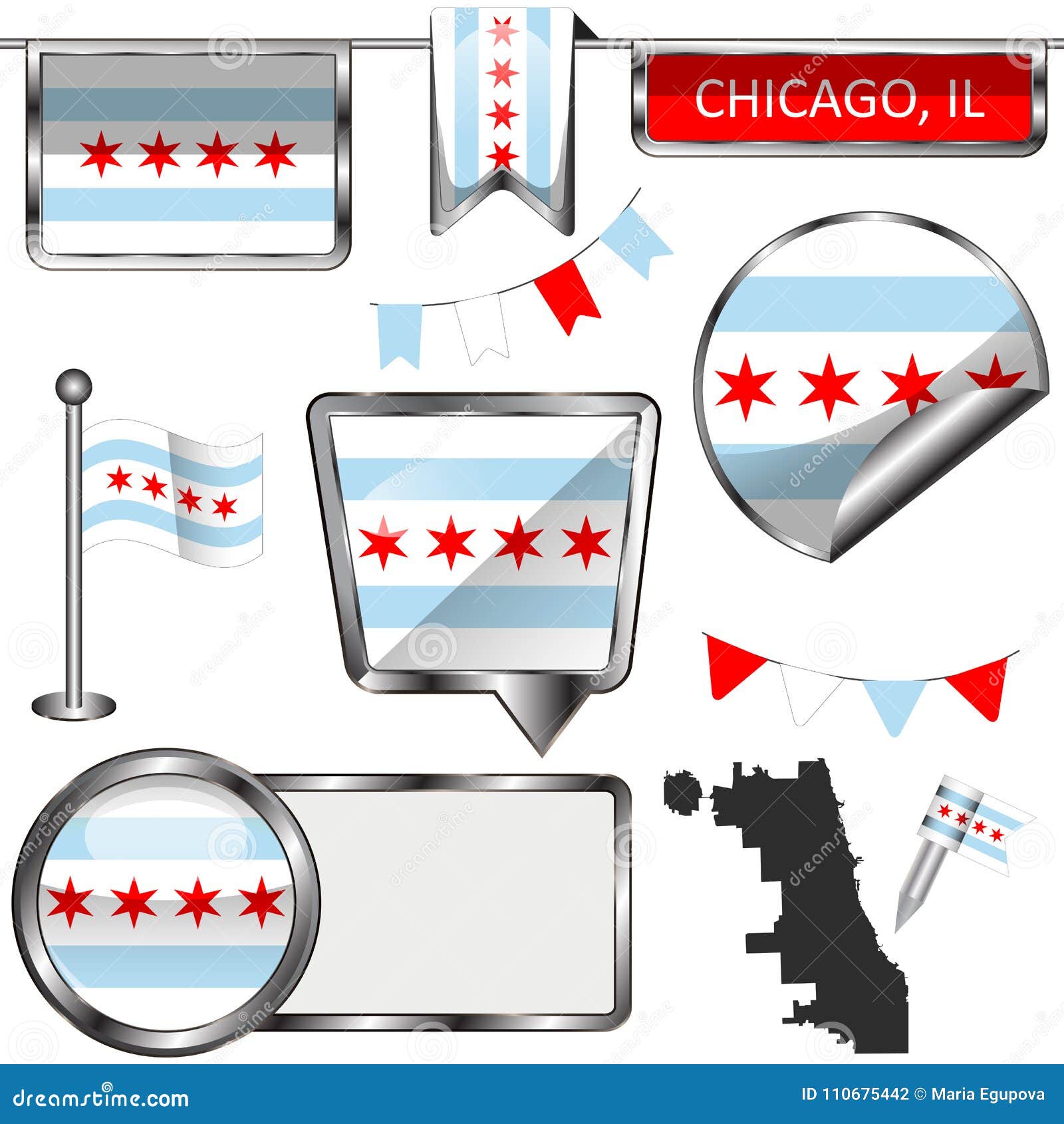 Download Glossy Icons With Flag Of Chicago Stock Vector ...