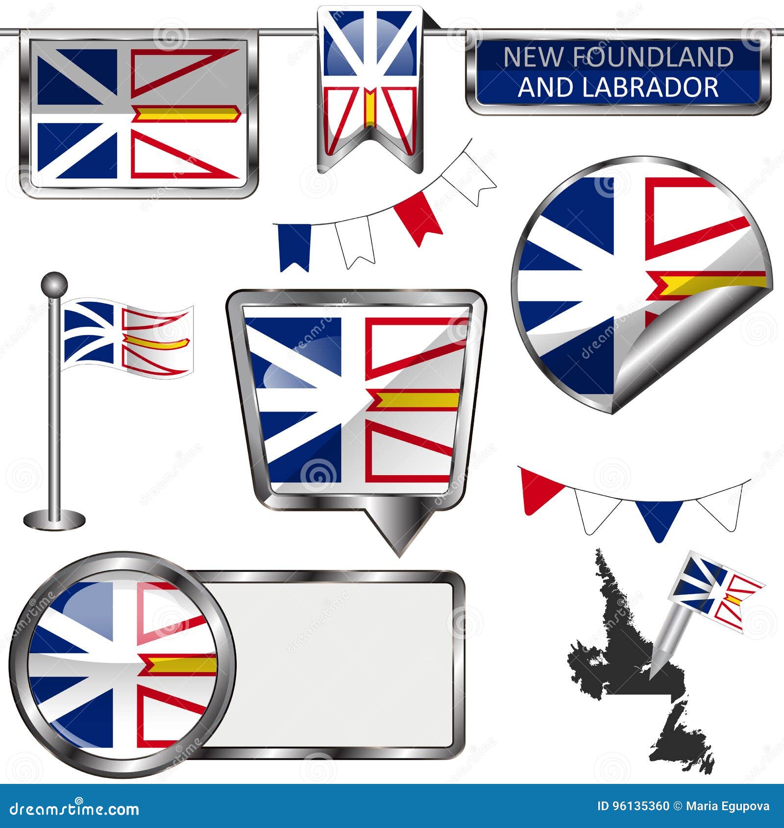 Download Glossy Icons With Flag Of Province Newfoundland And ...