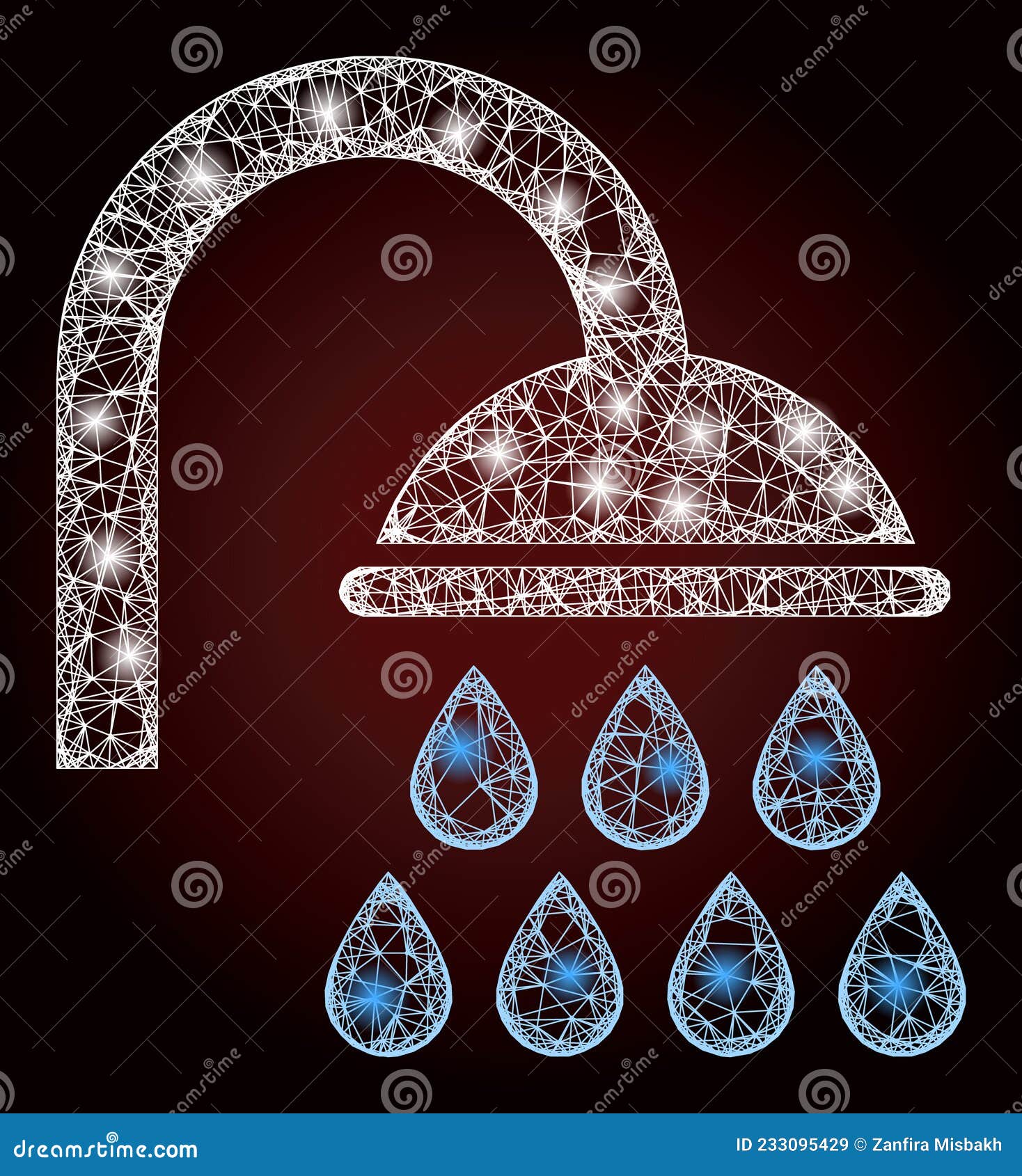 Glossy Linear Mesh Shower with Glare Spots Stock Vector Illustration